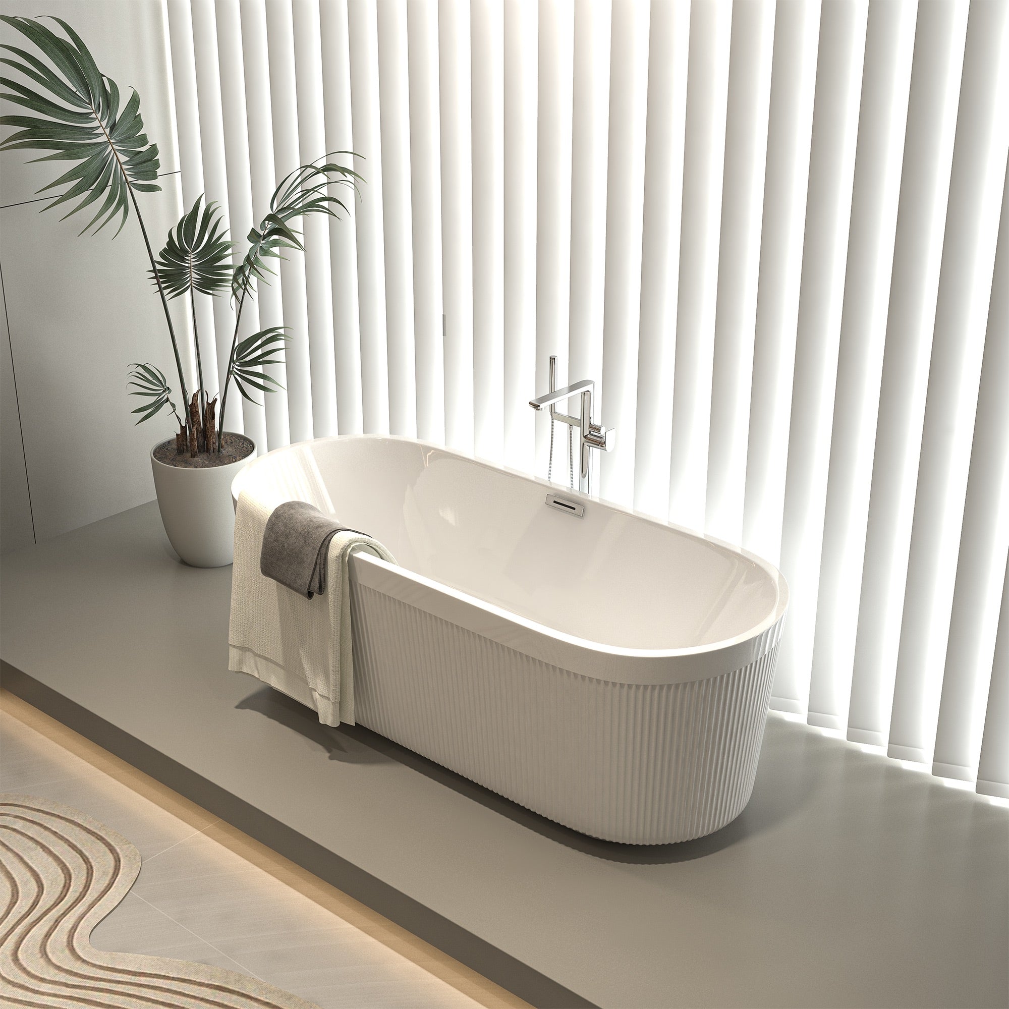 59 in. Acrylic Freestanding Flatbottom Soaking Bathtub