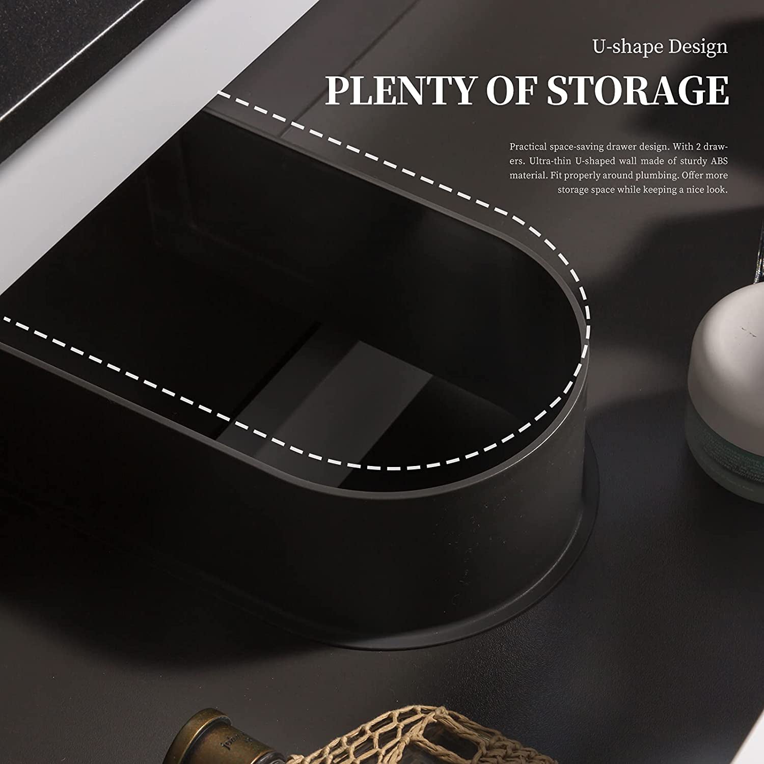 26 in. Wall-Mounted Bathroom Vanity Set in White with Black Quartz Top and Integrated Sink