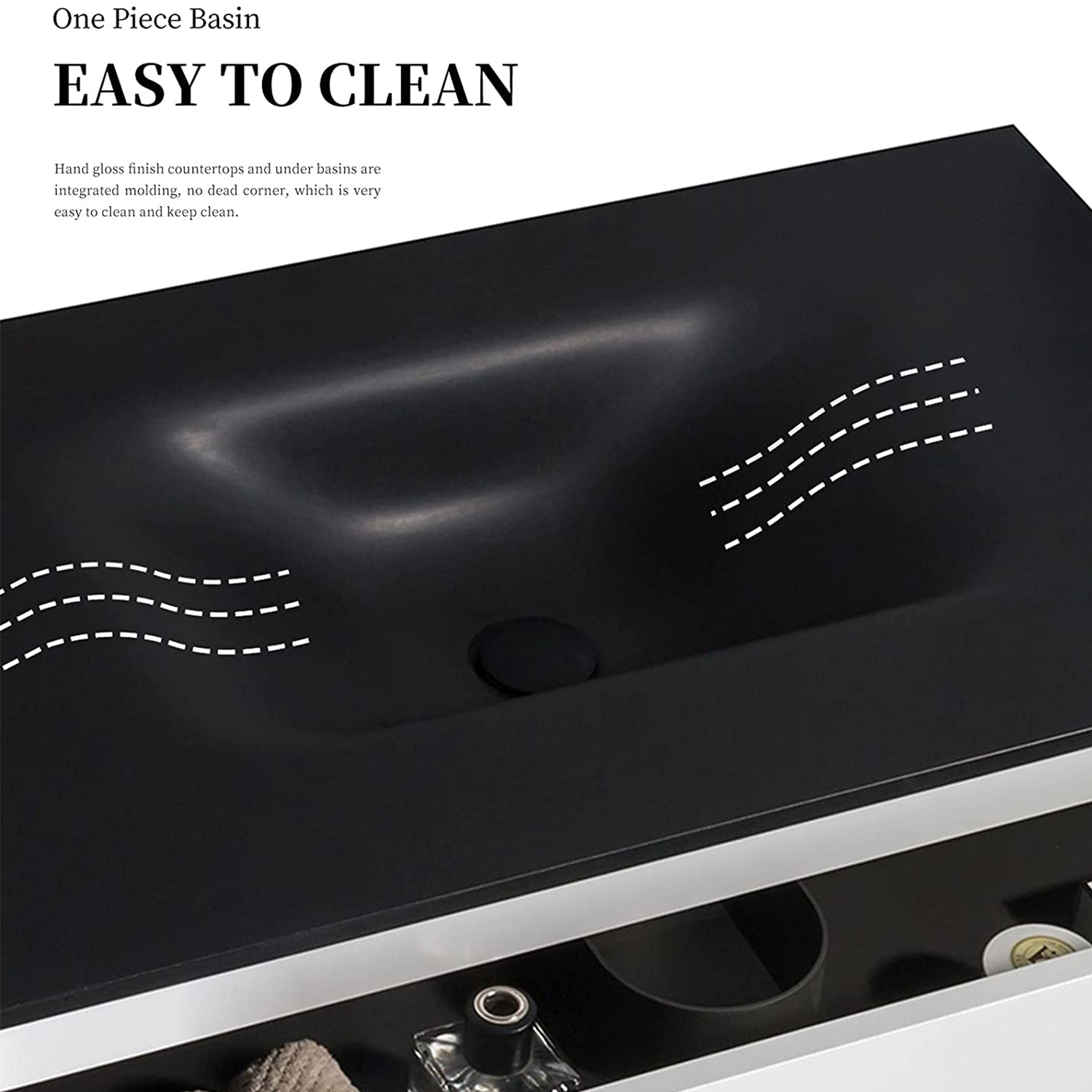 26 in. Wall-Mounted Bathroom Vanity Set in White with Black Quartz Top and Integrated Sink