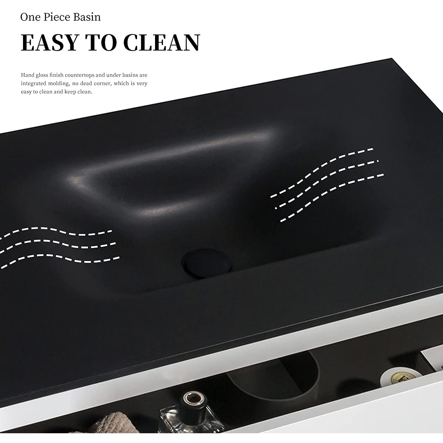 30 in. Wall-Mounted Bathroom Vanity Set in White with Black Quartz Top and Integrated Sink