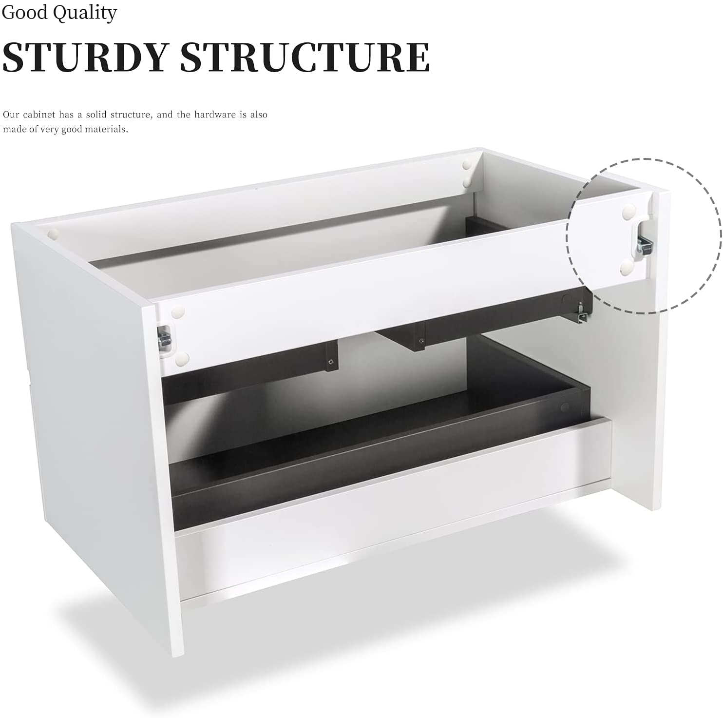 48 in. Wall-Mounted Bathroom Vanity Set in White with Black Quartz Top and Integrated Sink