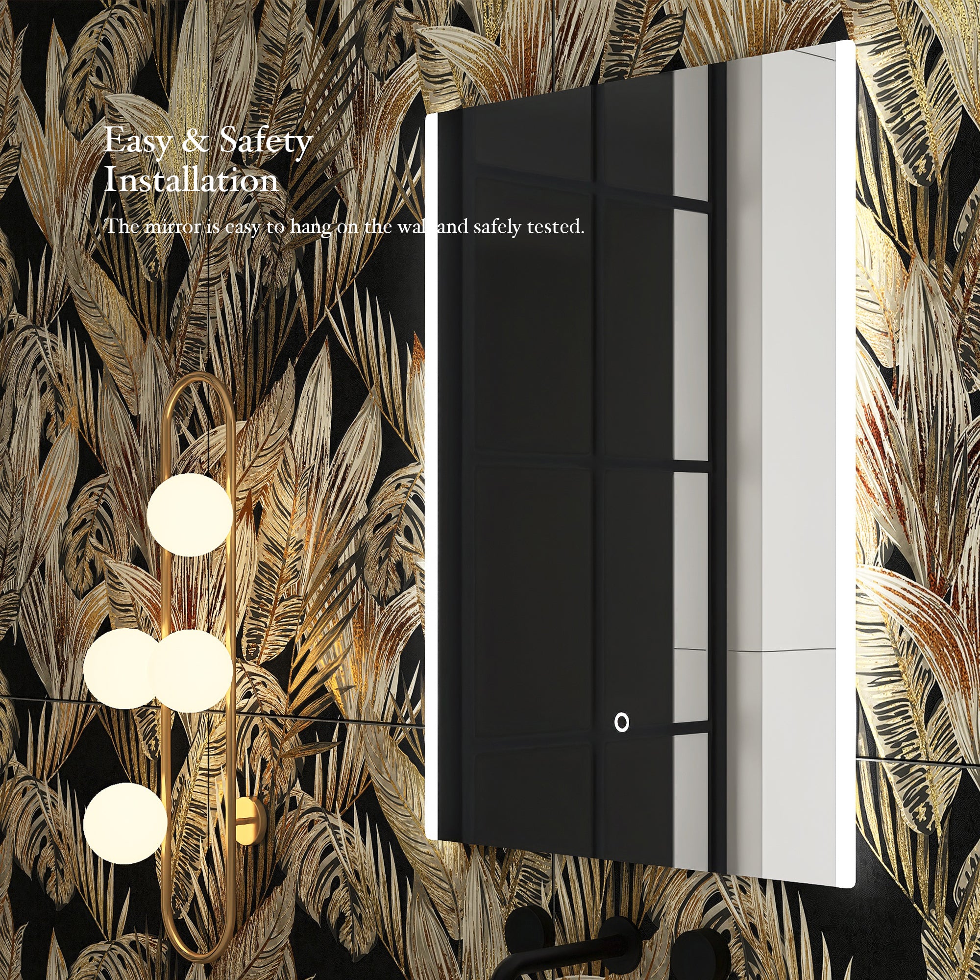 3224 Rectangular Frameless Dimmable Wall Mounted LED Bathroom Vanity Mirror with Defogger and Bluetooth Music Speaker