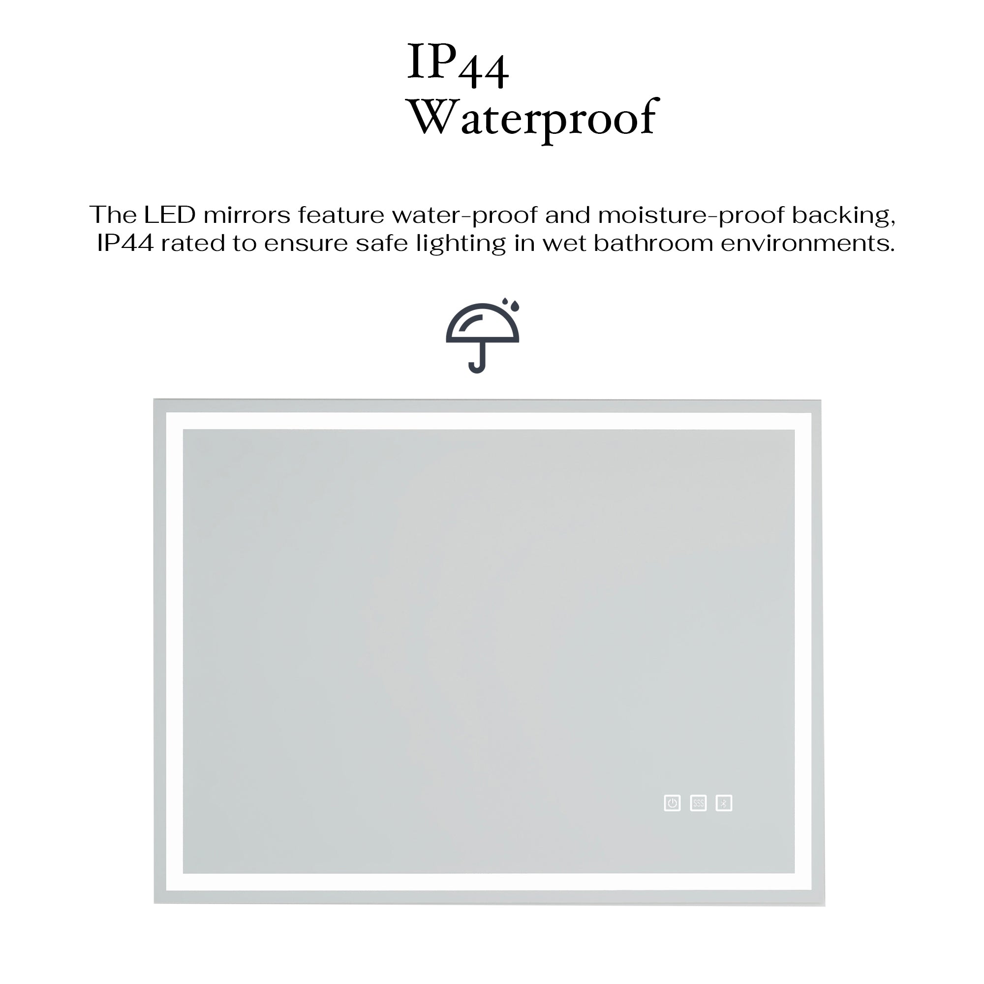 3015-2432 Rectangular Frameless Anti-Fog Multi-functional Wall-Mount LED Bathroom Vanity Mirror