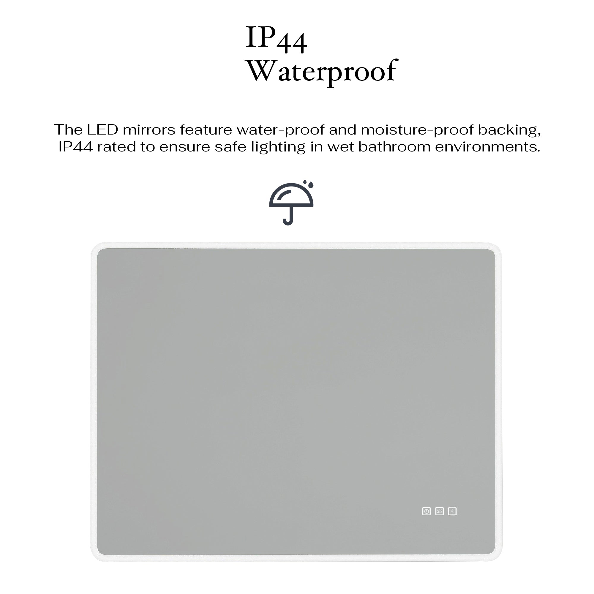 2836 Rectangular Wall-Mounted Dimmable LED Bathroom Vanity Mirror with Defogger and Bluetooth Music Speaker