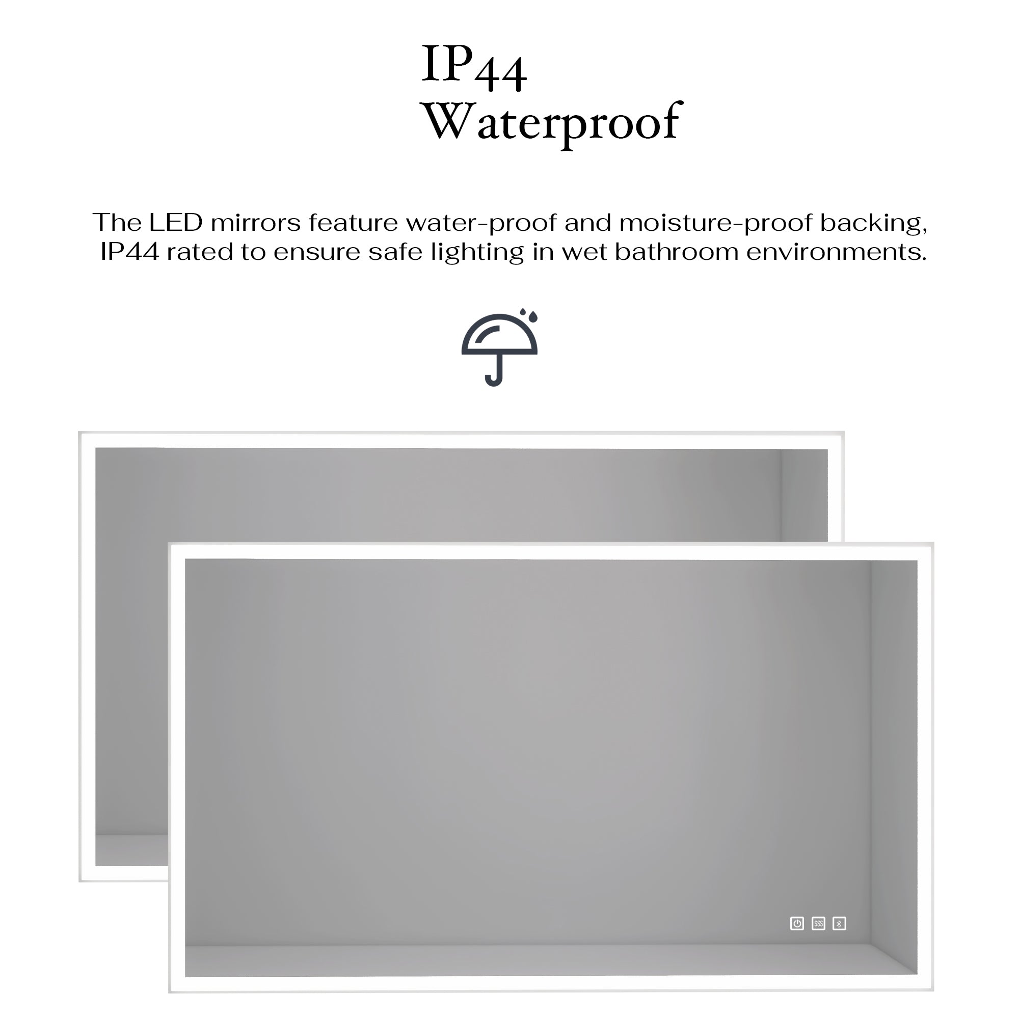 28X48 Rectangular Frameless Anti-Fog Wall Mounted Dimmable LED Bathroom Vanity Mirror