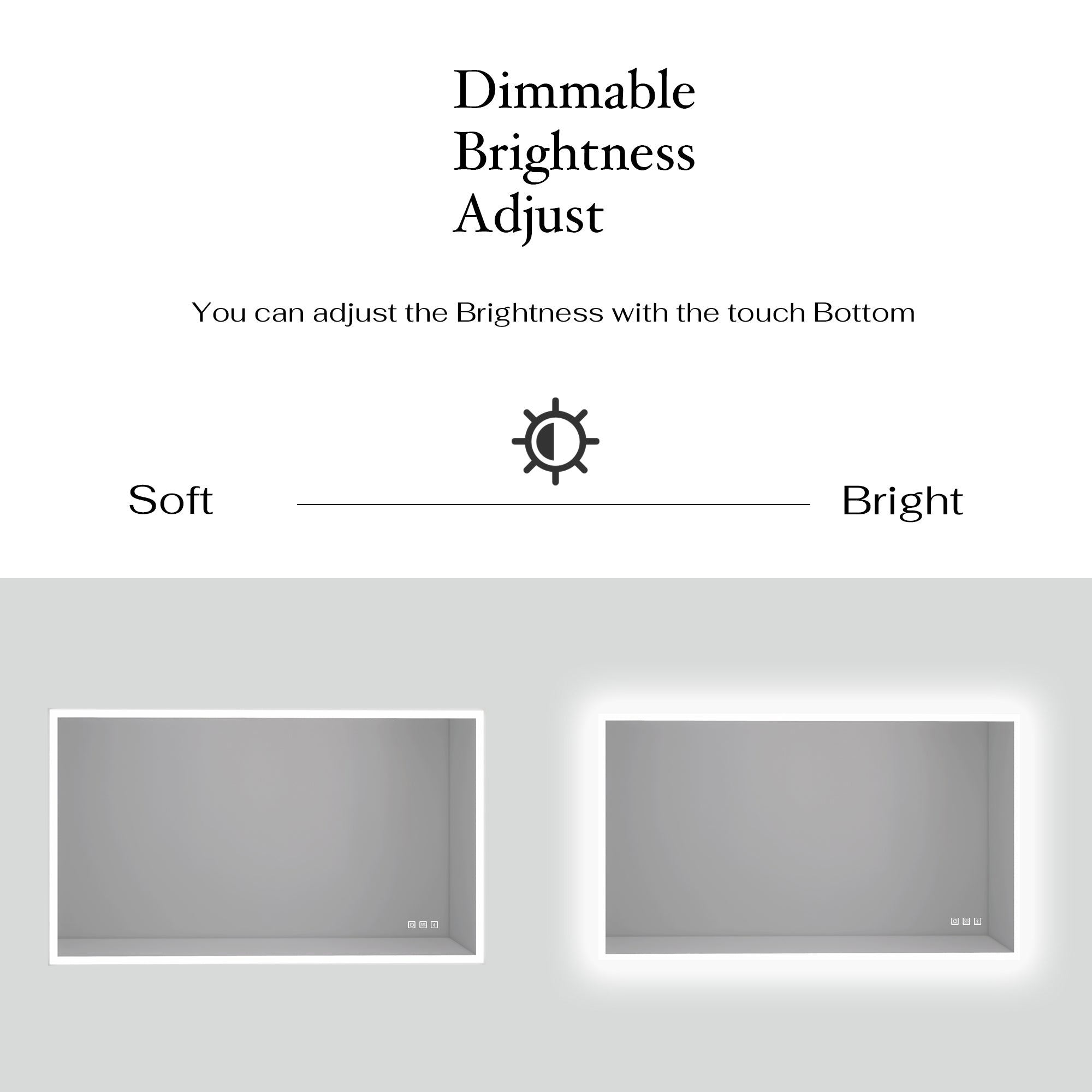 28X48 Rectangular Frameless Anti-Fog Wall Mounted Dimmable LED Bathroom Vanity Mirror