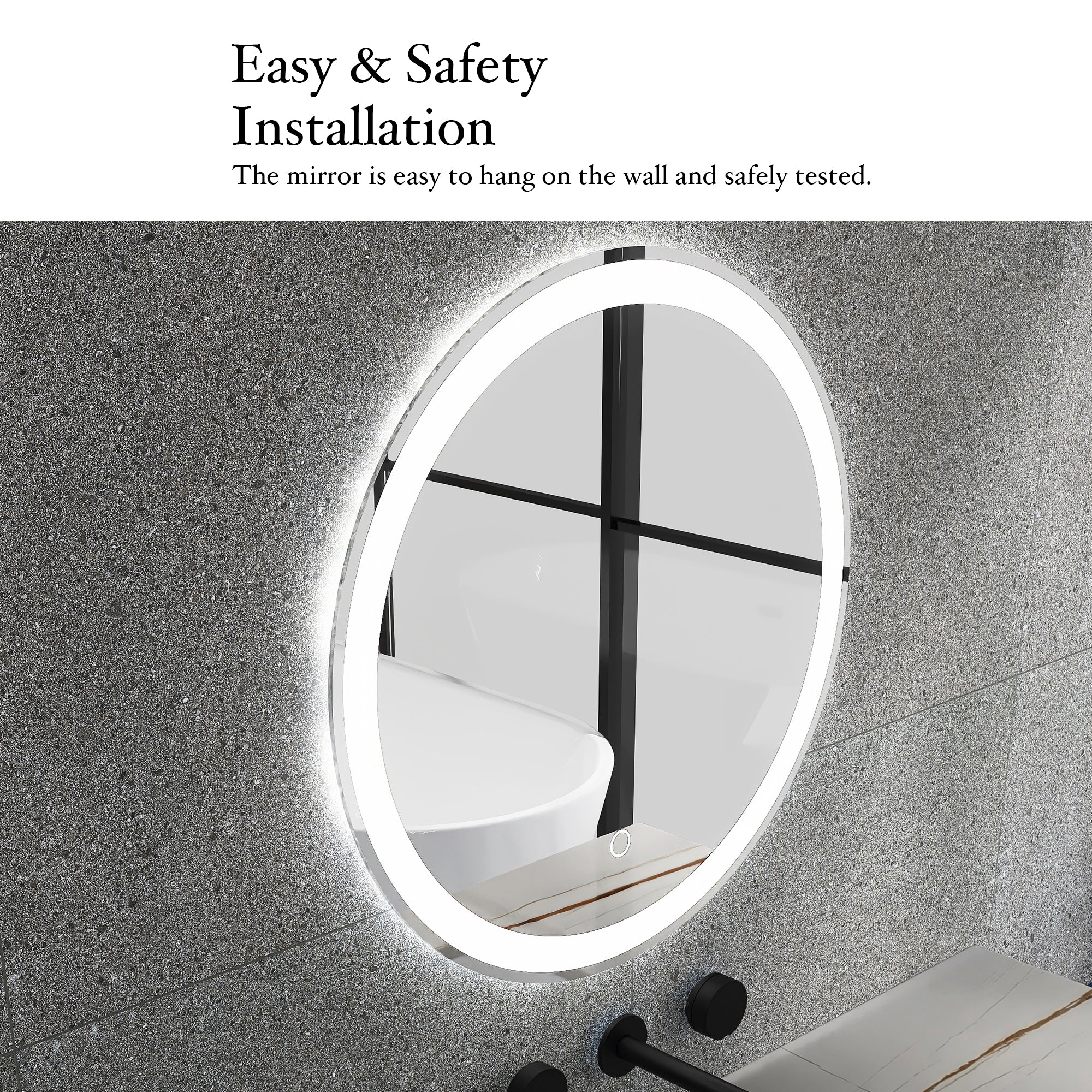 24 in. Round Frameless Anti-Fog Wall-Mount LED Bathroom Vanity Mirror