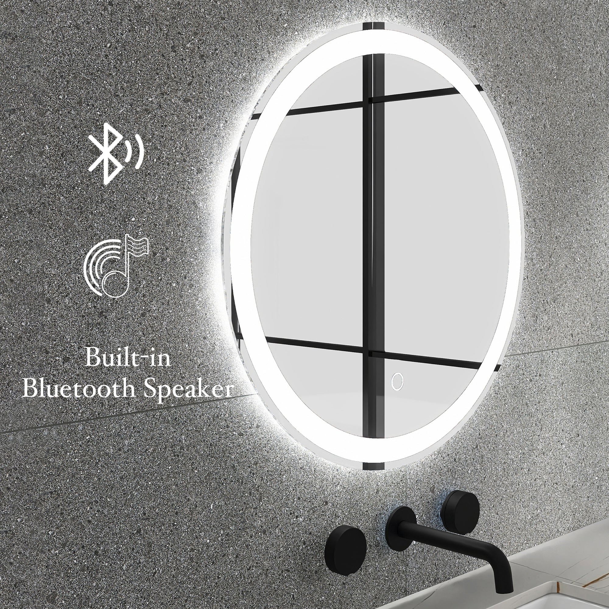 24 in. Round Frameless Anti-Fog Wall-Mount LED Bathroom Vanity Mirror