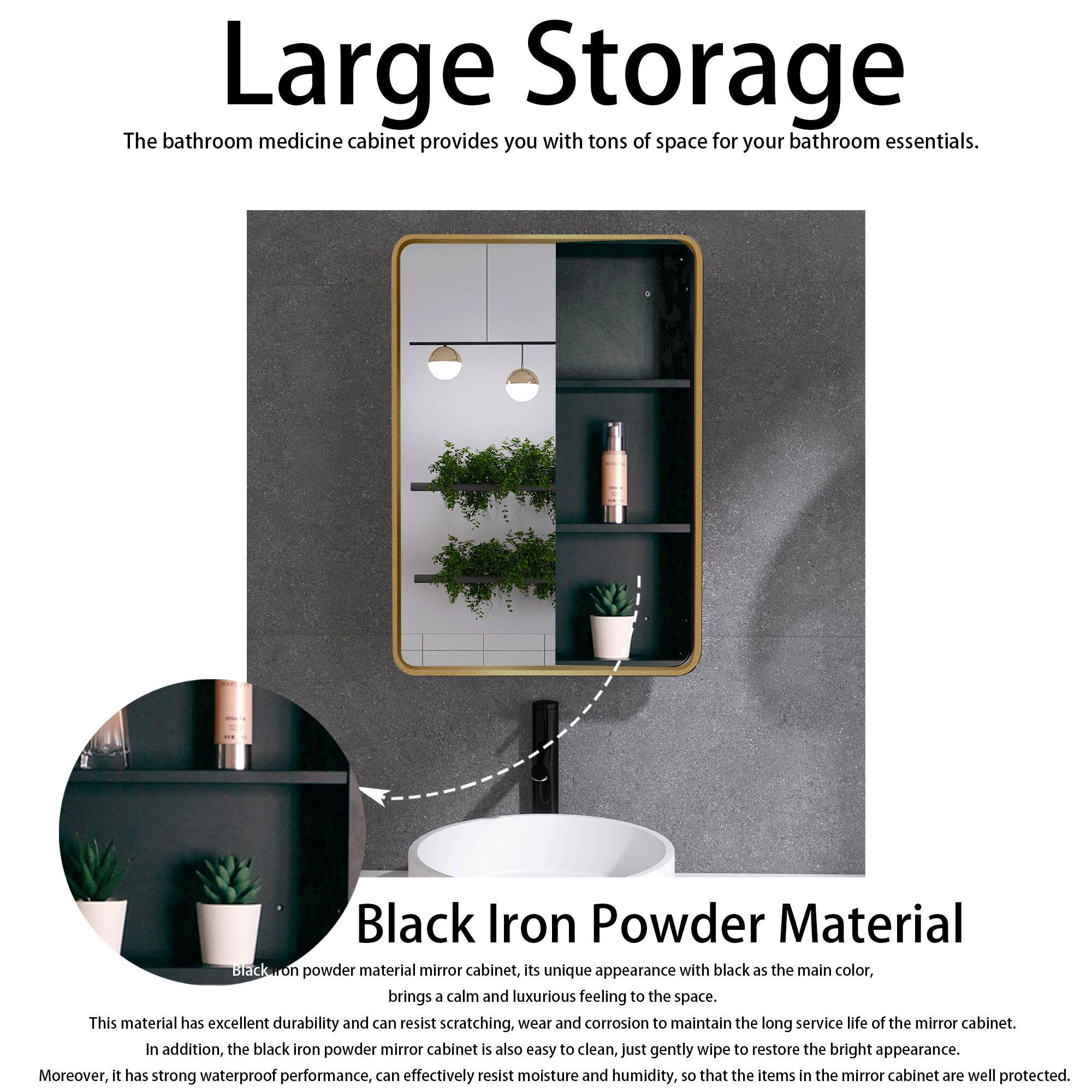 2028 Iron Surface/Recessed Mount Medicine Cabinet with Adjustable Shelves