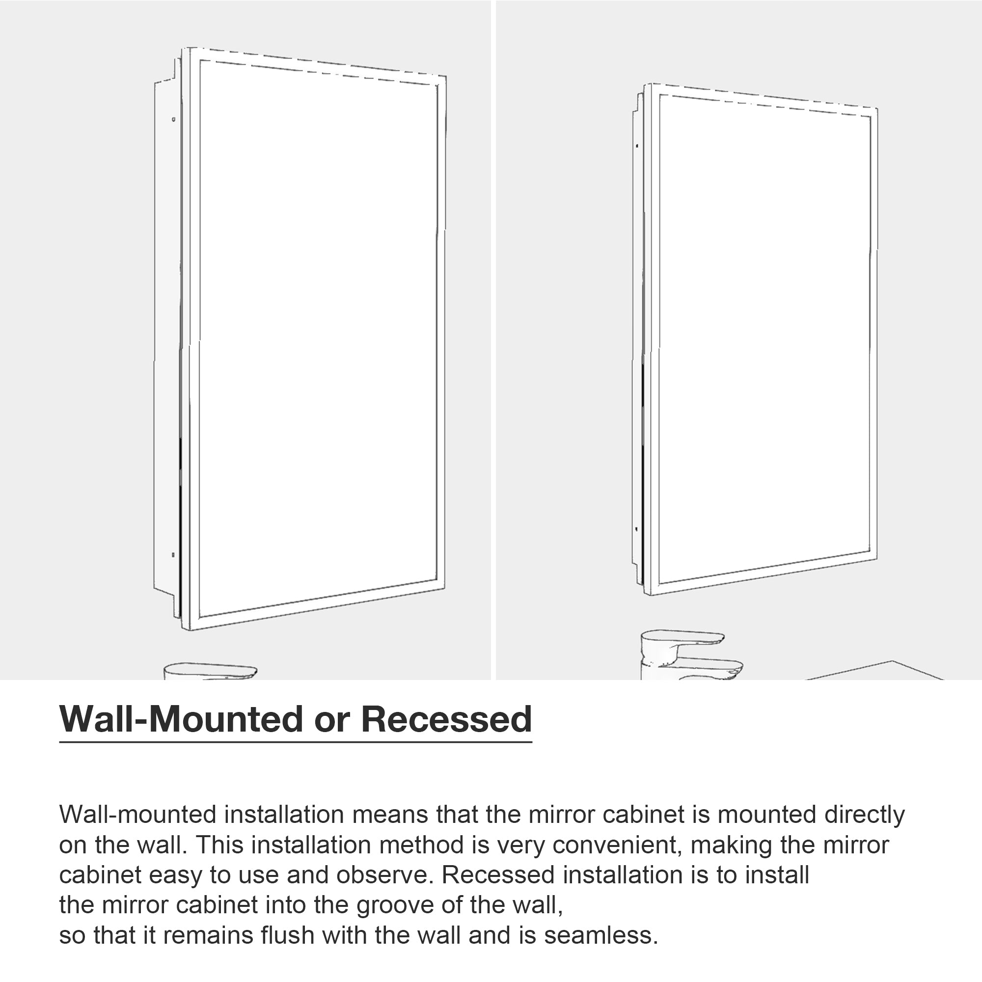 2028 Iron Surface/Recessed Mount Medicine Cabinet with Adjustable Shelves