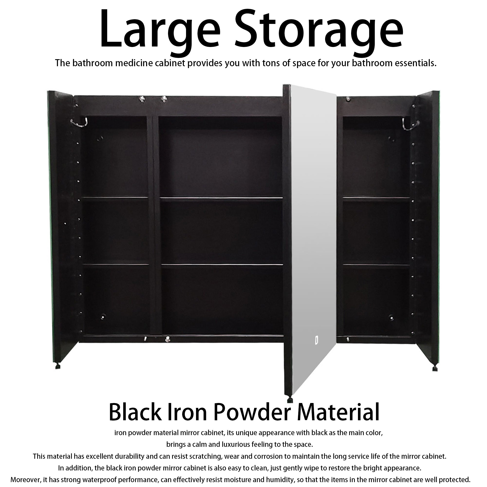 3626 Rectangular Frameless Surface Mount Medicine Cabinet with Shelves and LED Lights