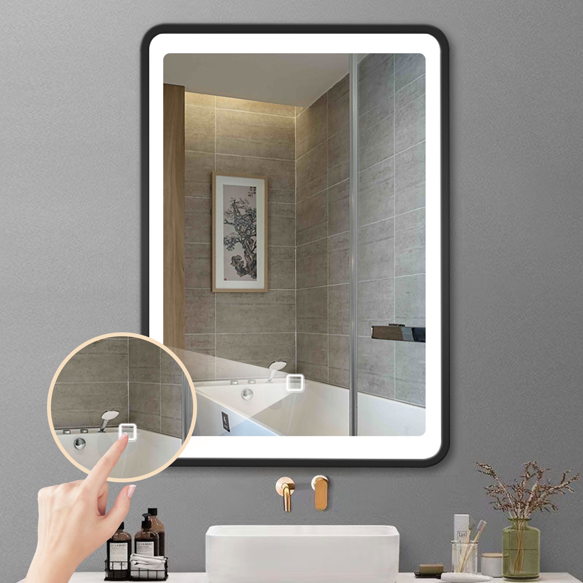 2028 Aluminum Surface Mounted LED Medicine Cabinet with Doors and Shelves