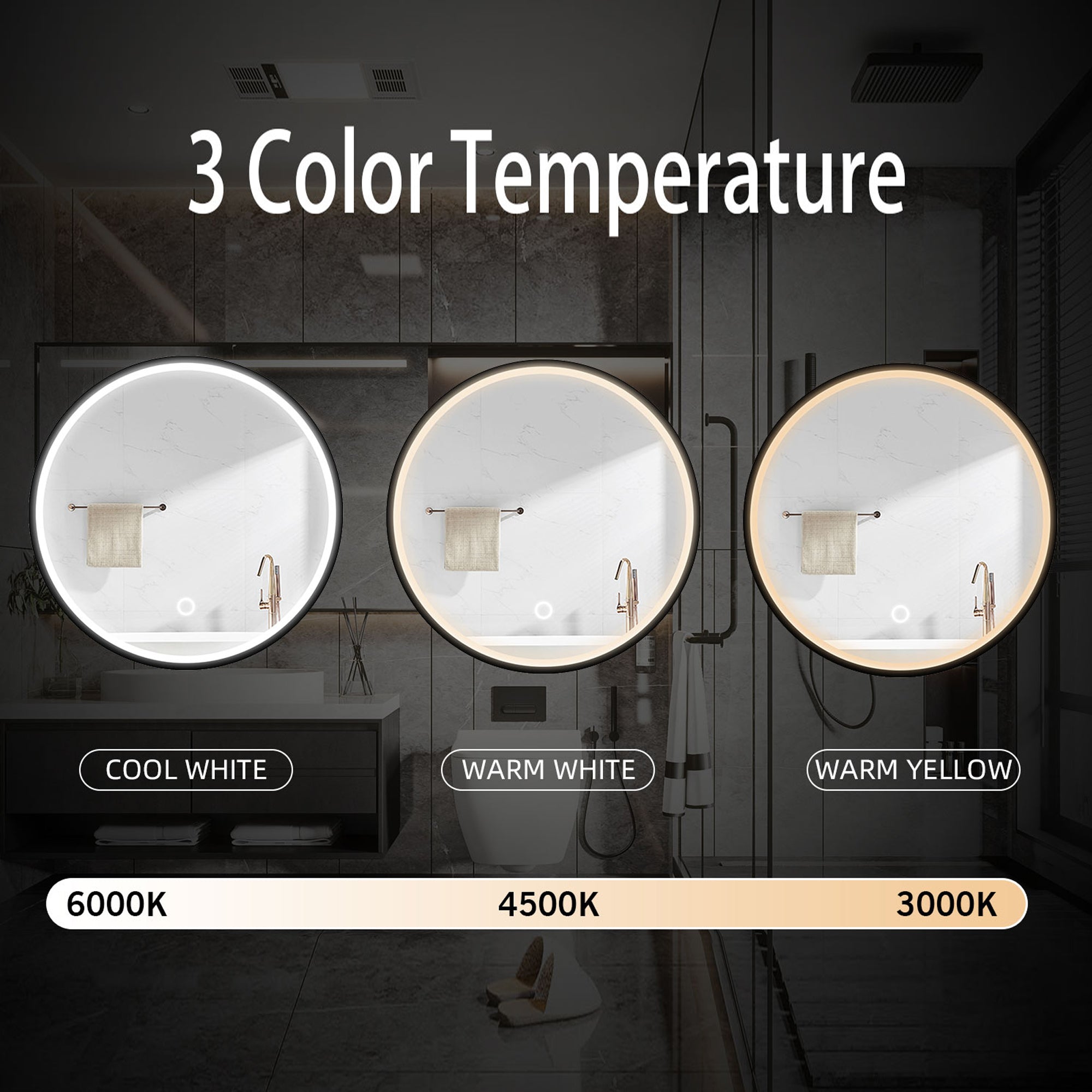 24 in.  Round Aluminum Surface Mounted LED Medicine Cabinet with Doors and Shelves