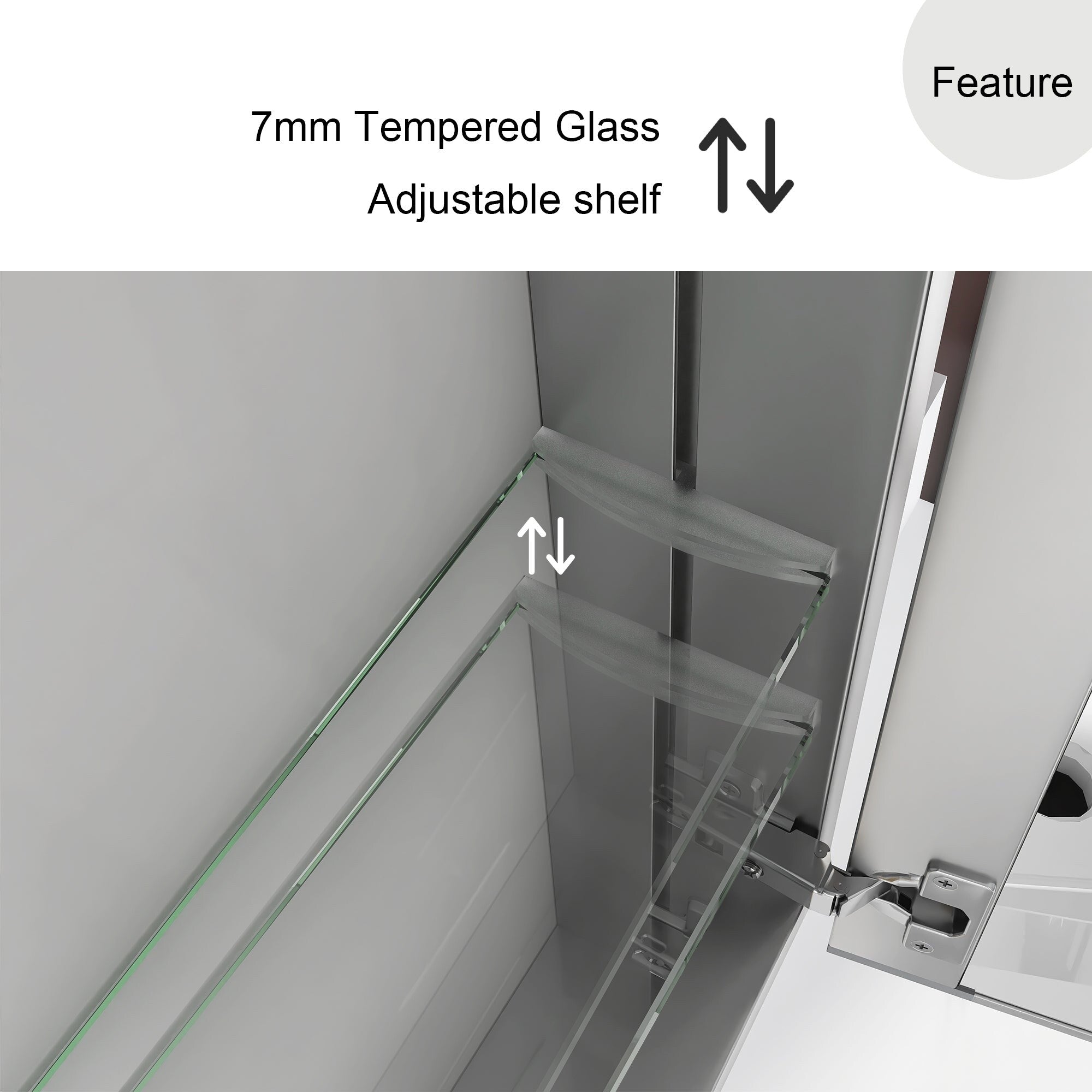 2026BRectangular Aluminum Recessed Mount/Surface Mount Medicine Cabinet with Mirror and Adjustable shelves
