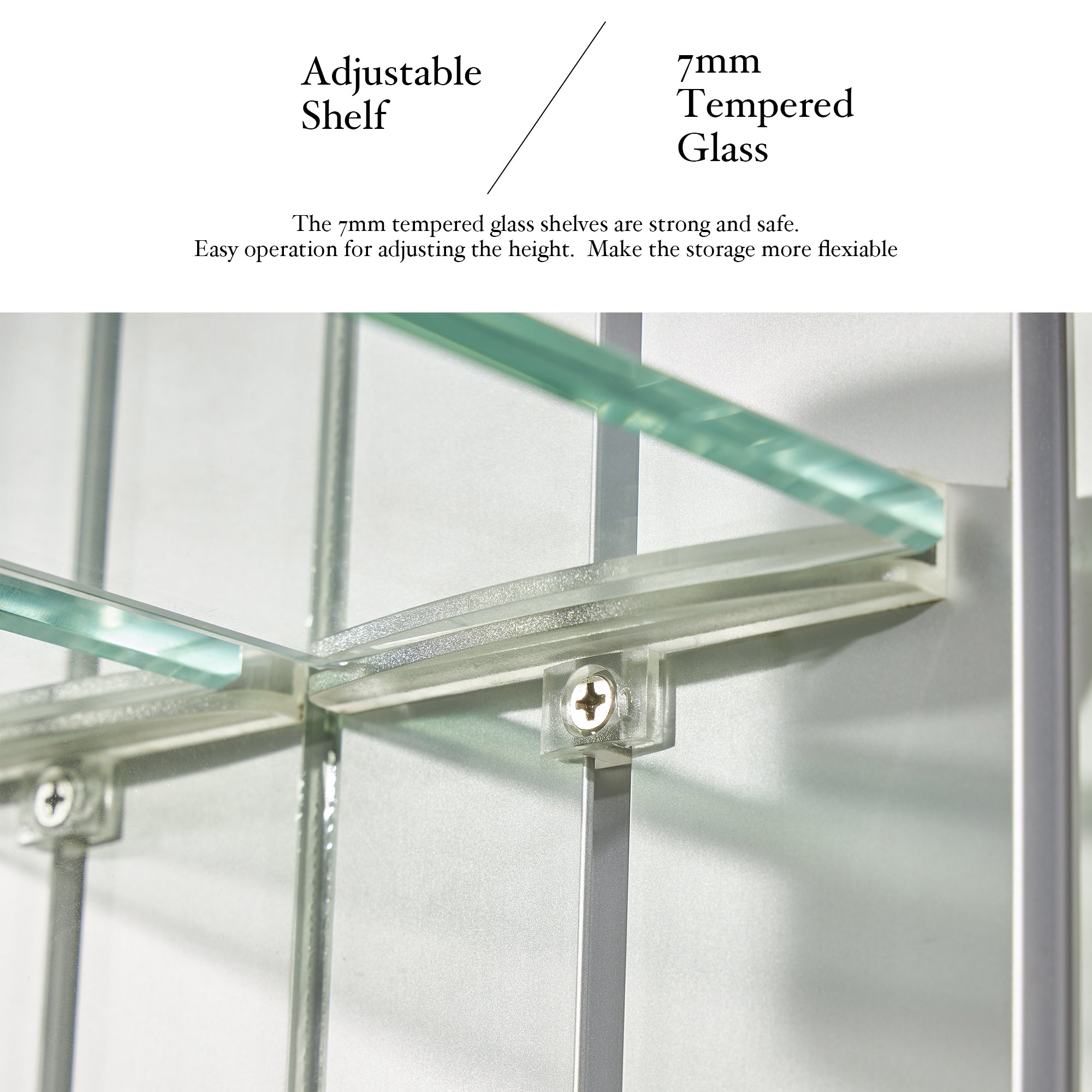 2026BRectangular Aluminum Recessed Mount/Surface Mount Medicine Cabinet with Mirror and Adjustable shelves