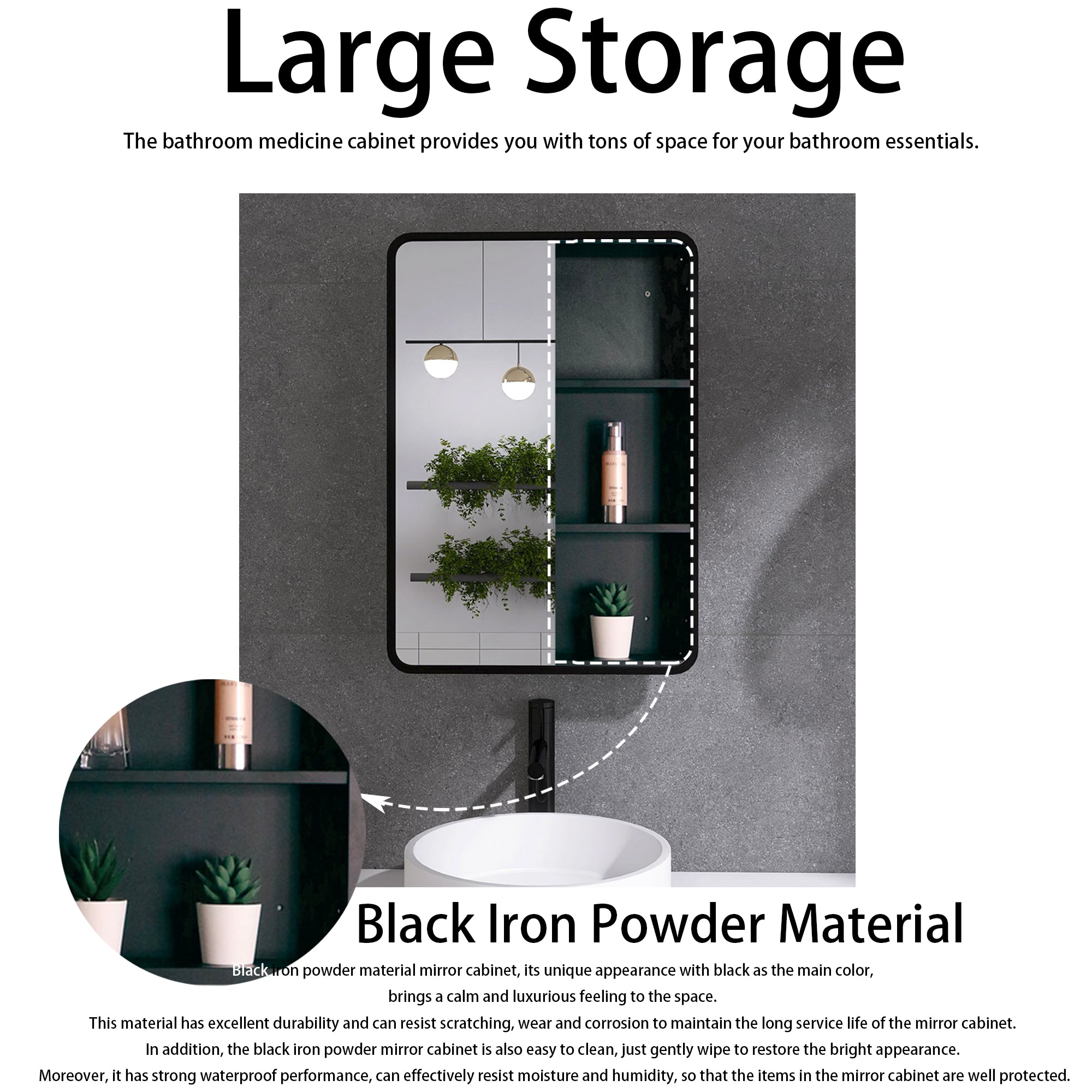 2028 Rectangular Framed Surface/Recessed Mount Mirrored Medicine Cabinet with Shelves