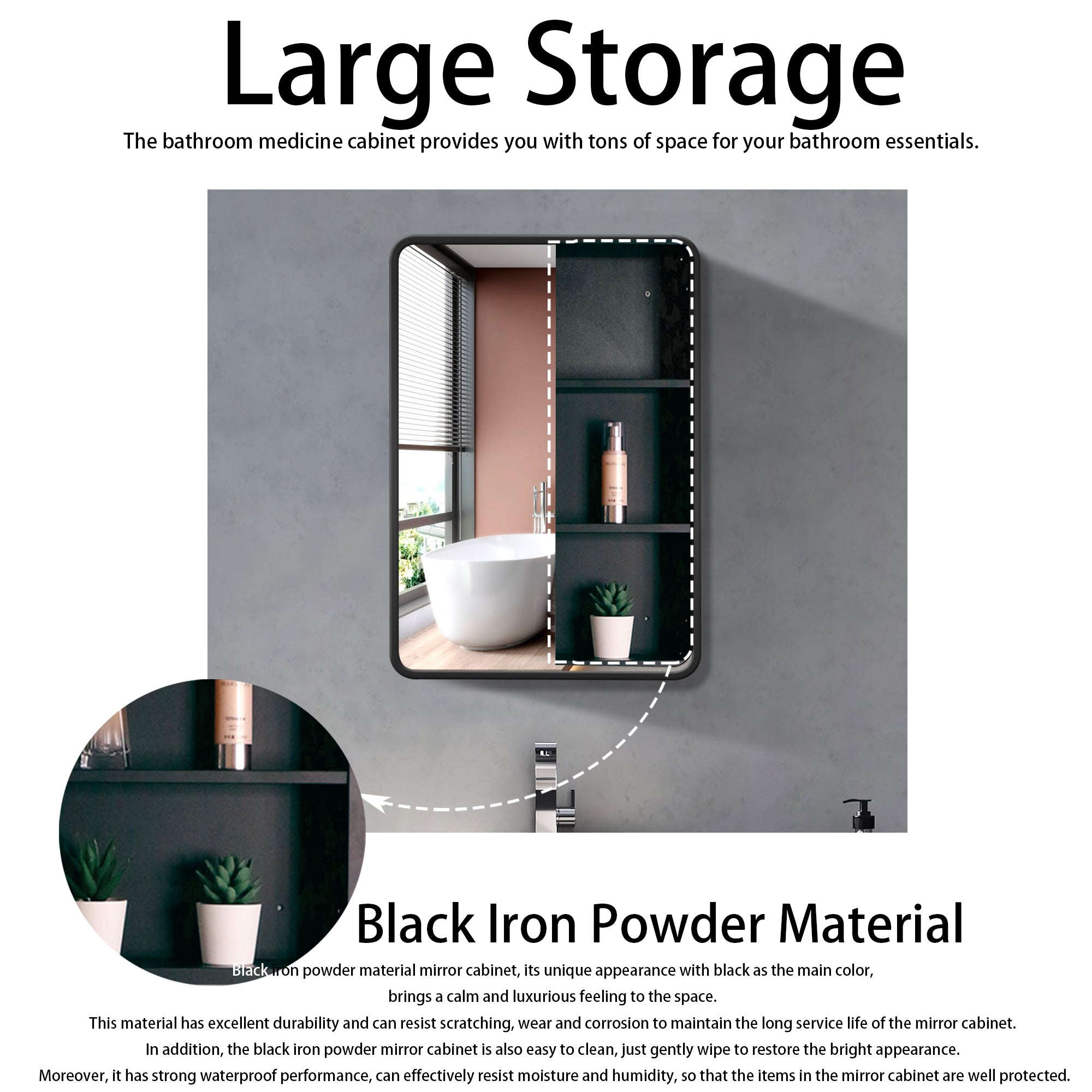 2430 Rectangular Framed Surface/Recessed Mount Mirrored Medicine Cabinet with Shelves