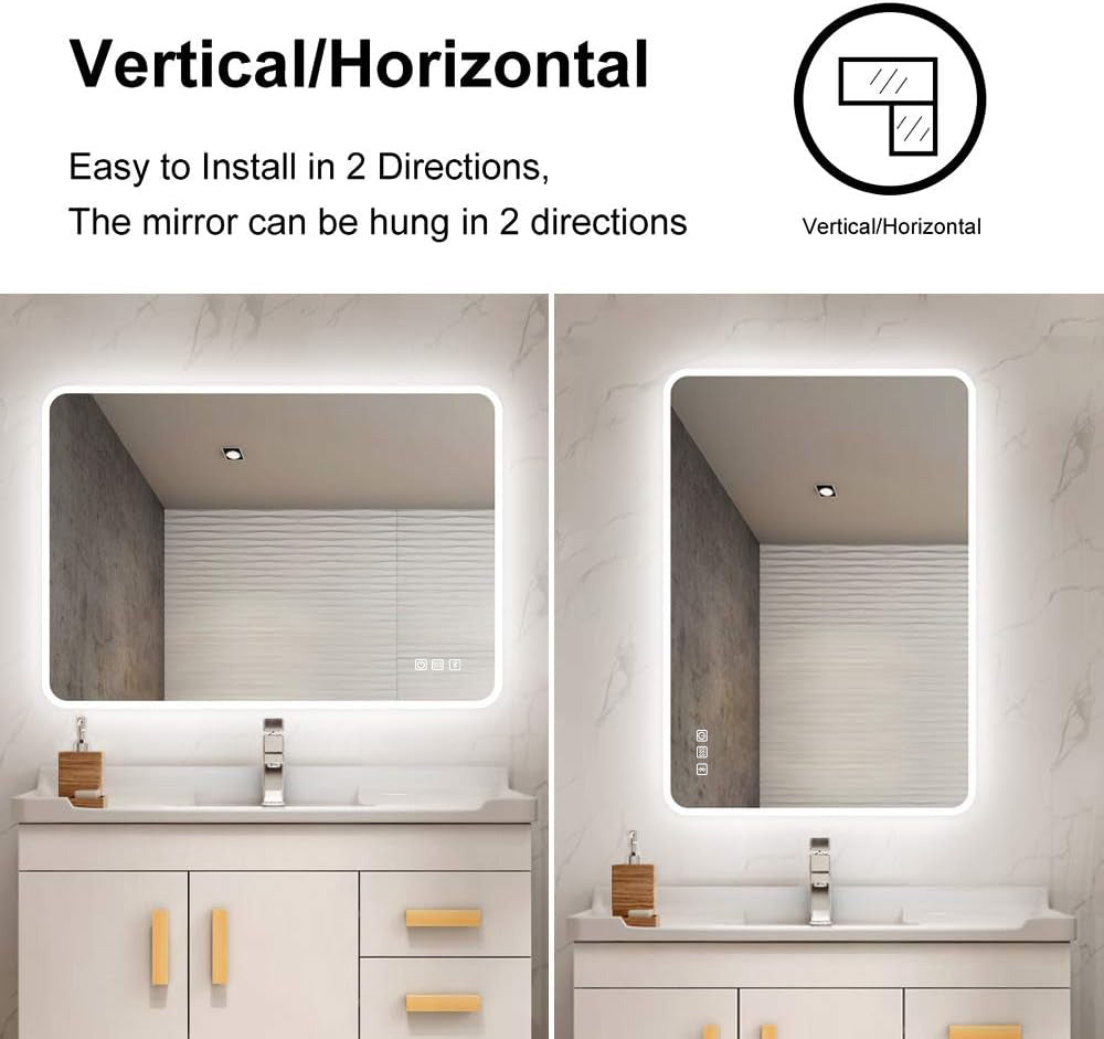 Rectangular Aluminum Framed Multi-functional Wall Mounted LED Bathroom Vanity Mirror