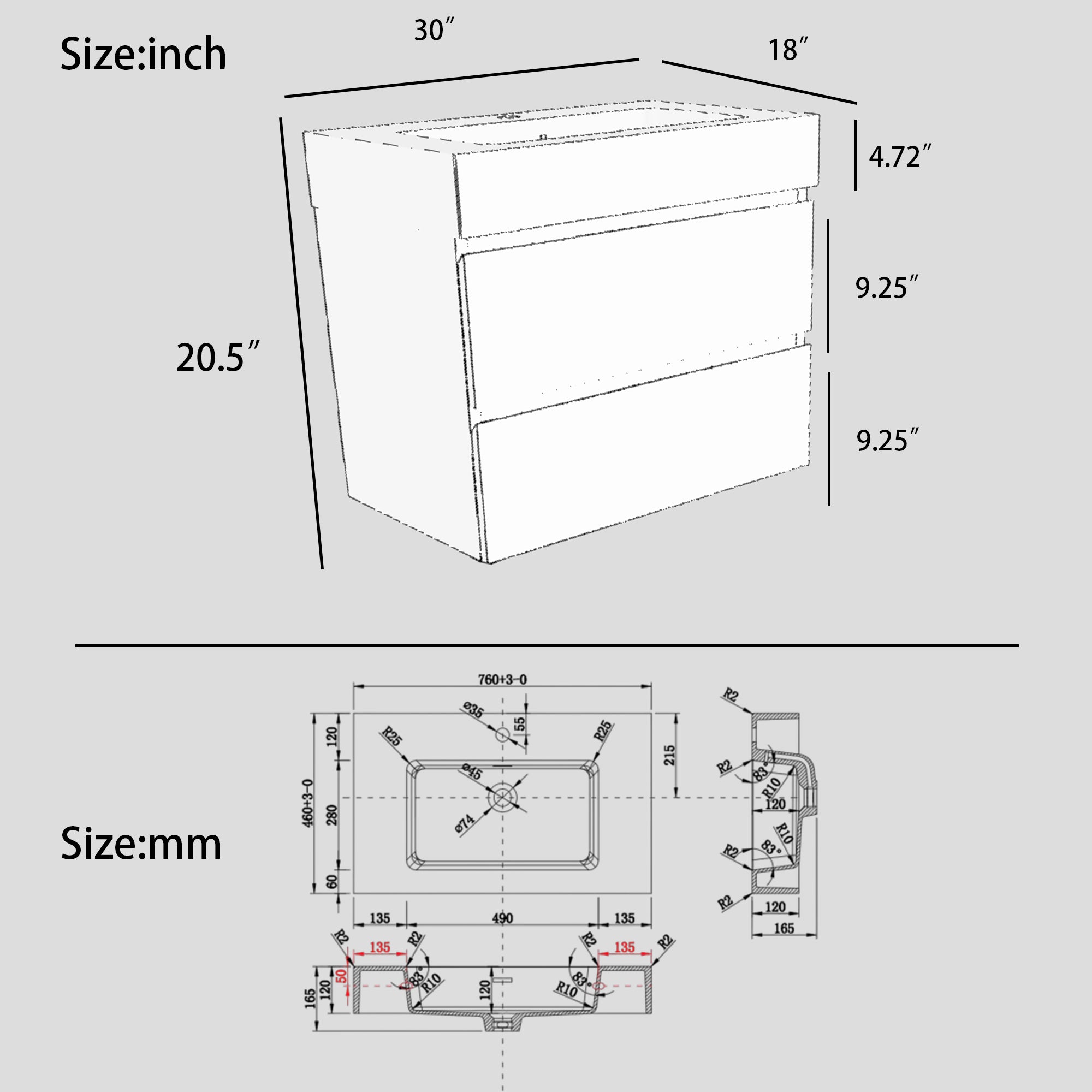 Staykiwi Wall-Mounted Bathroom Vanity Set with Black Integrated Solid Surface Sink