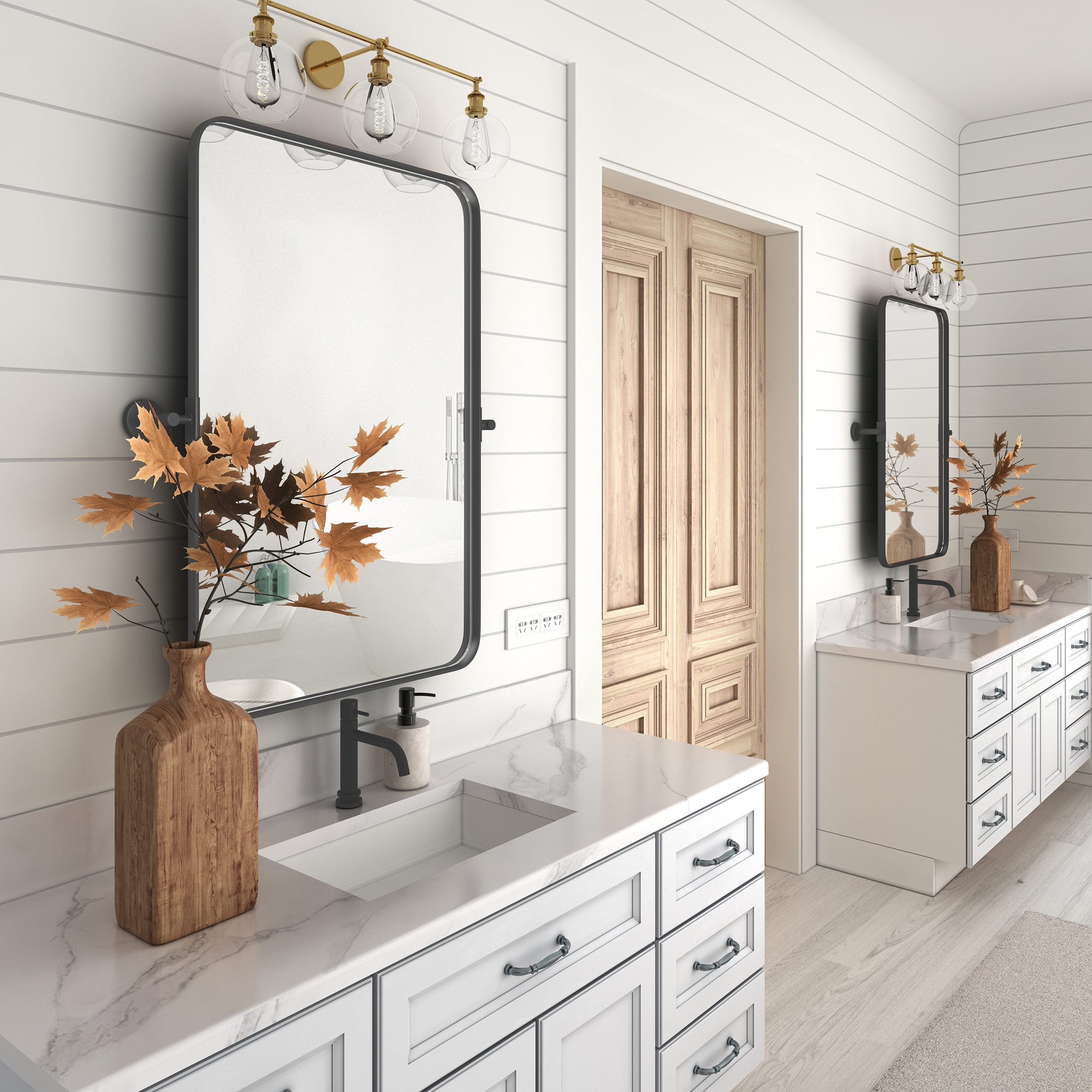 Rectangular Framed Wall Mounted Bathroom Vanity Mirror