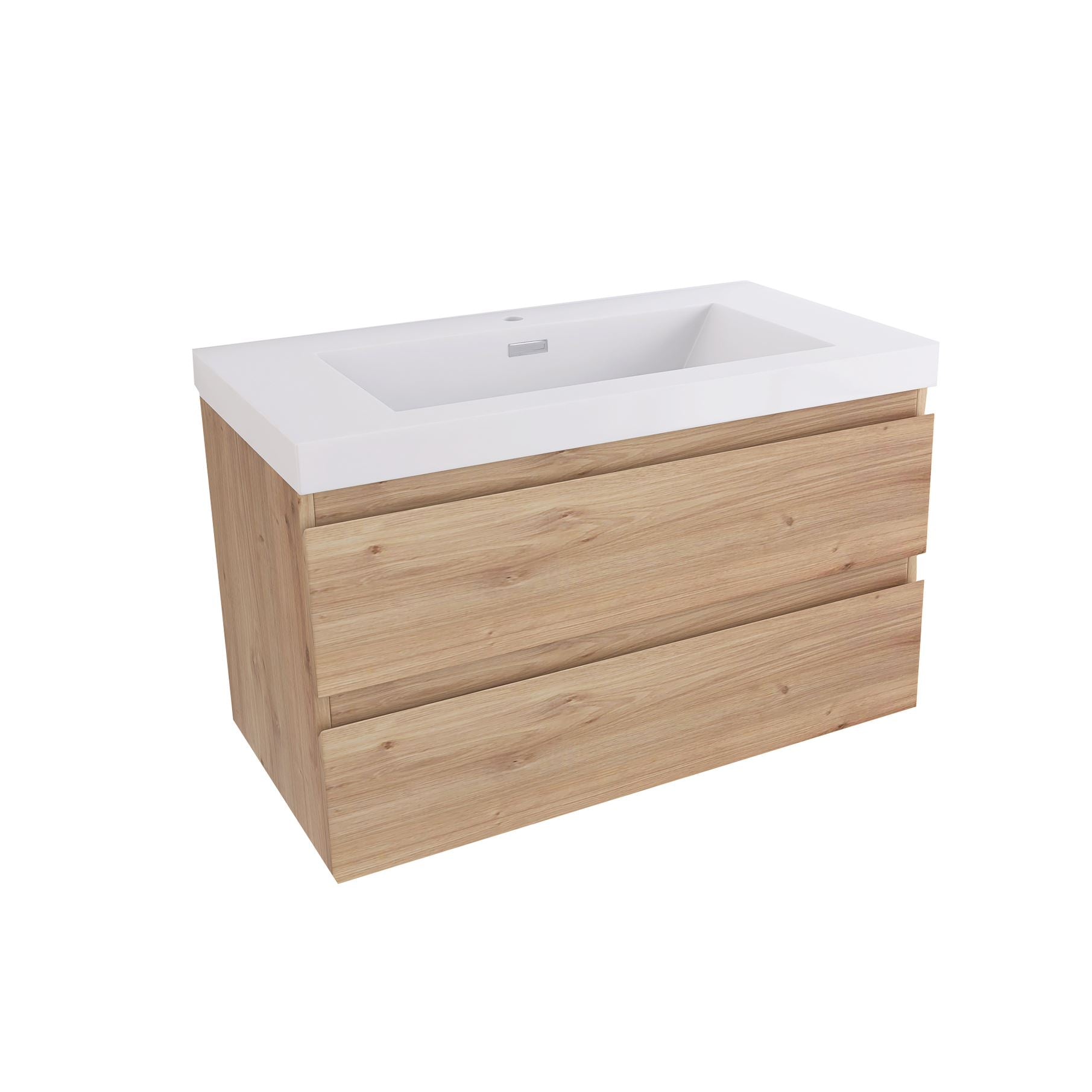 Wall-Mounted 2-drawer Bathroom Vanity Set with Integrated Resin Sink