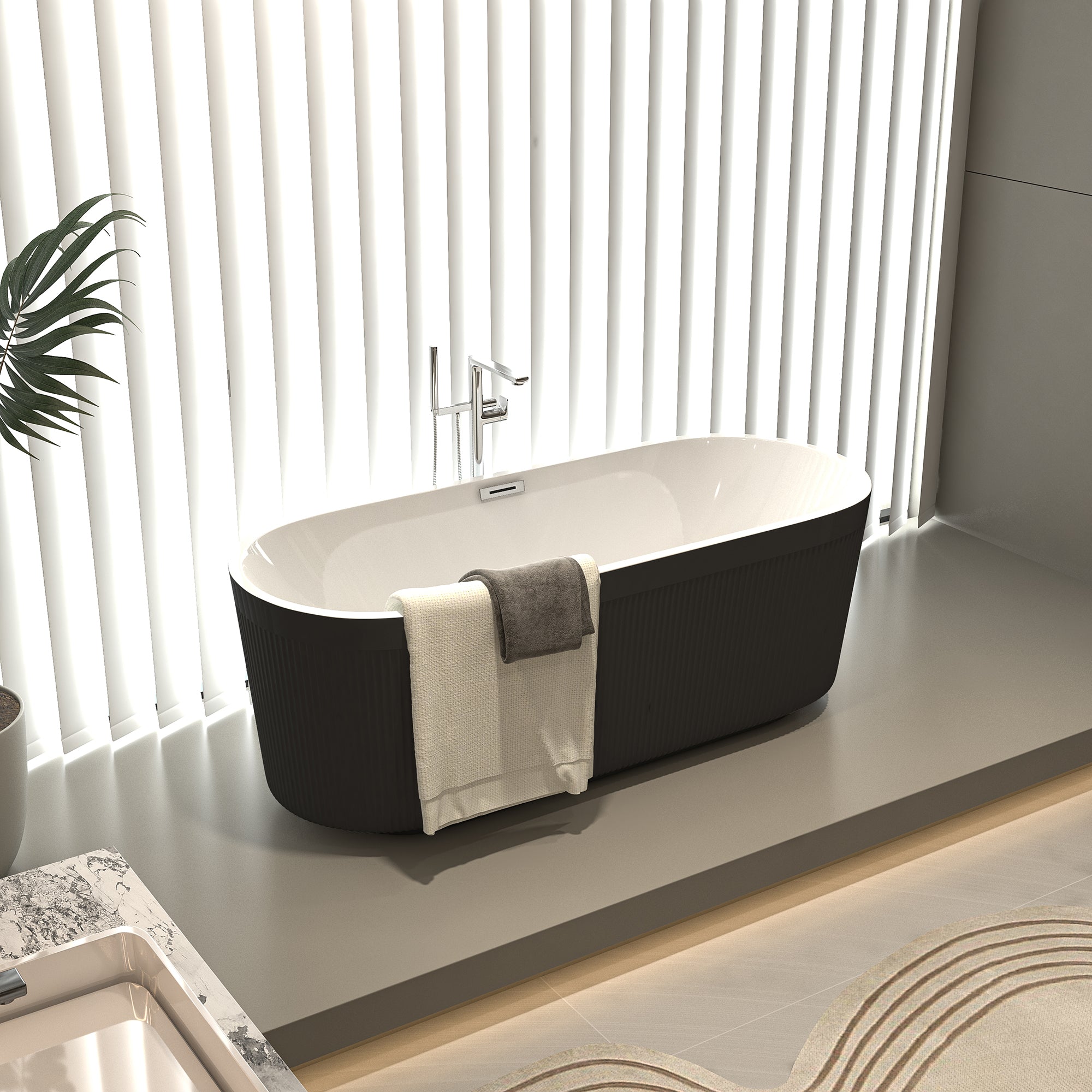 59 in. Acrylic Freestanding Flatbottom Soaking Bathtub