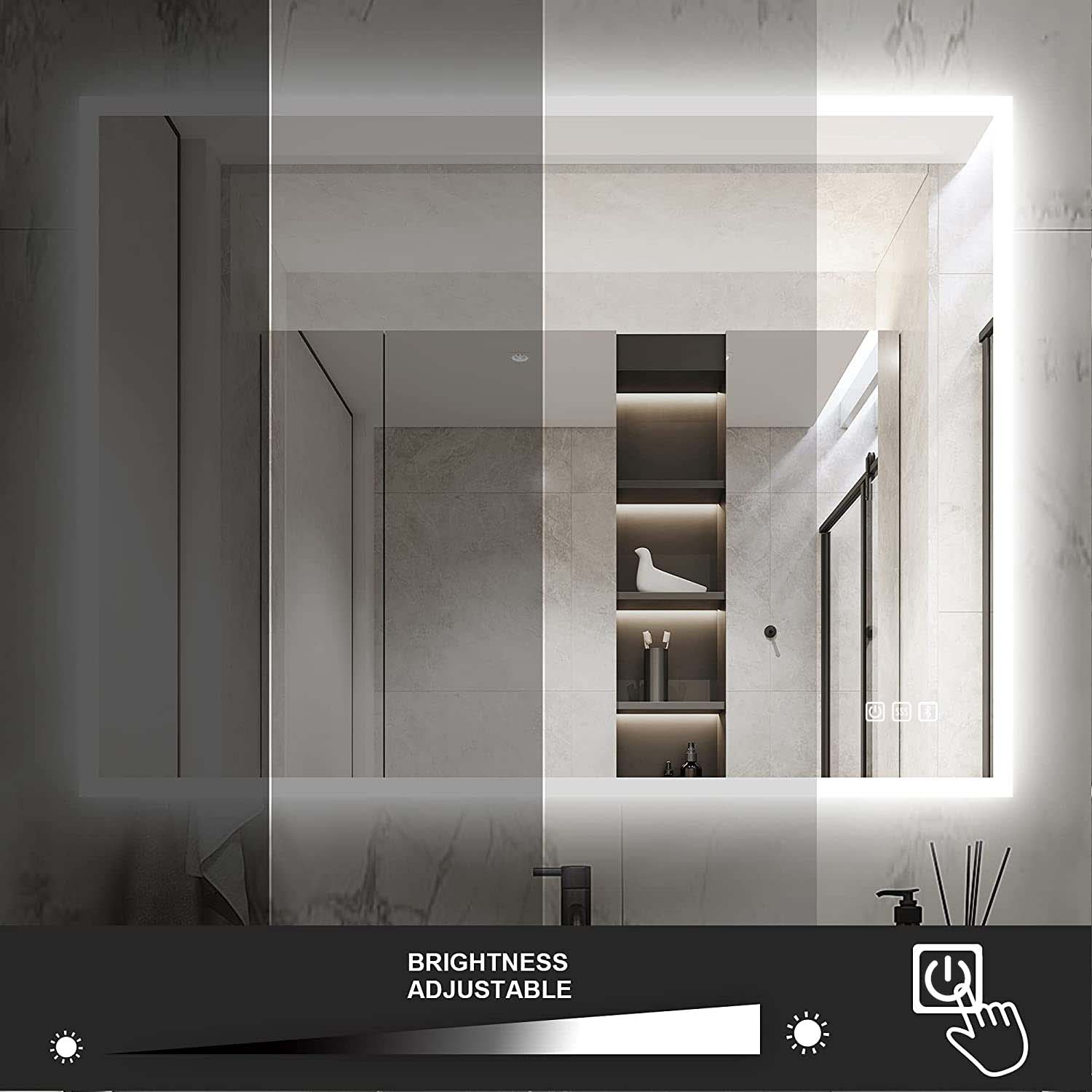 24 in. W x 35 in. H Large Oval Frameless Wall-Mount Anti-Fog LED Light Bathroom Vanity Mirror