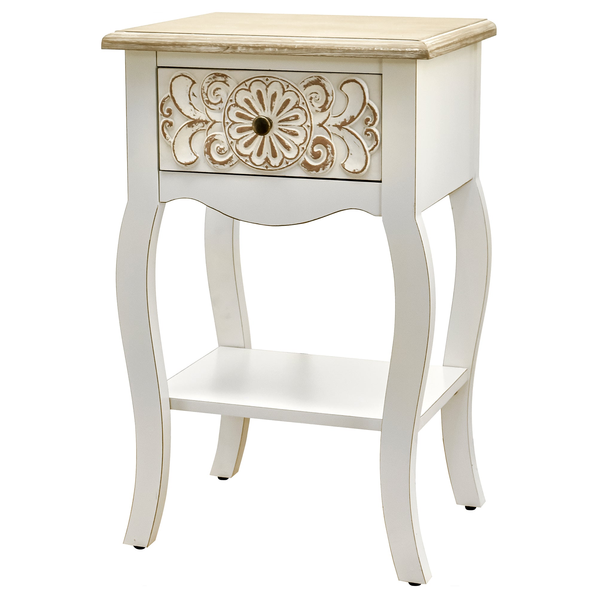 17 Inch 1-door Accent Cabinet in Natural with White Wash