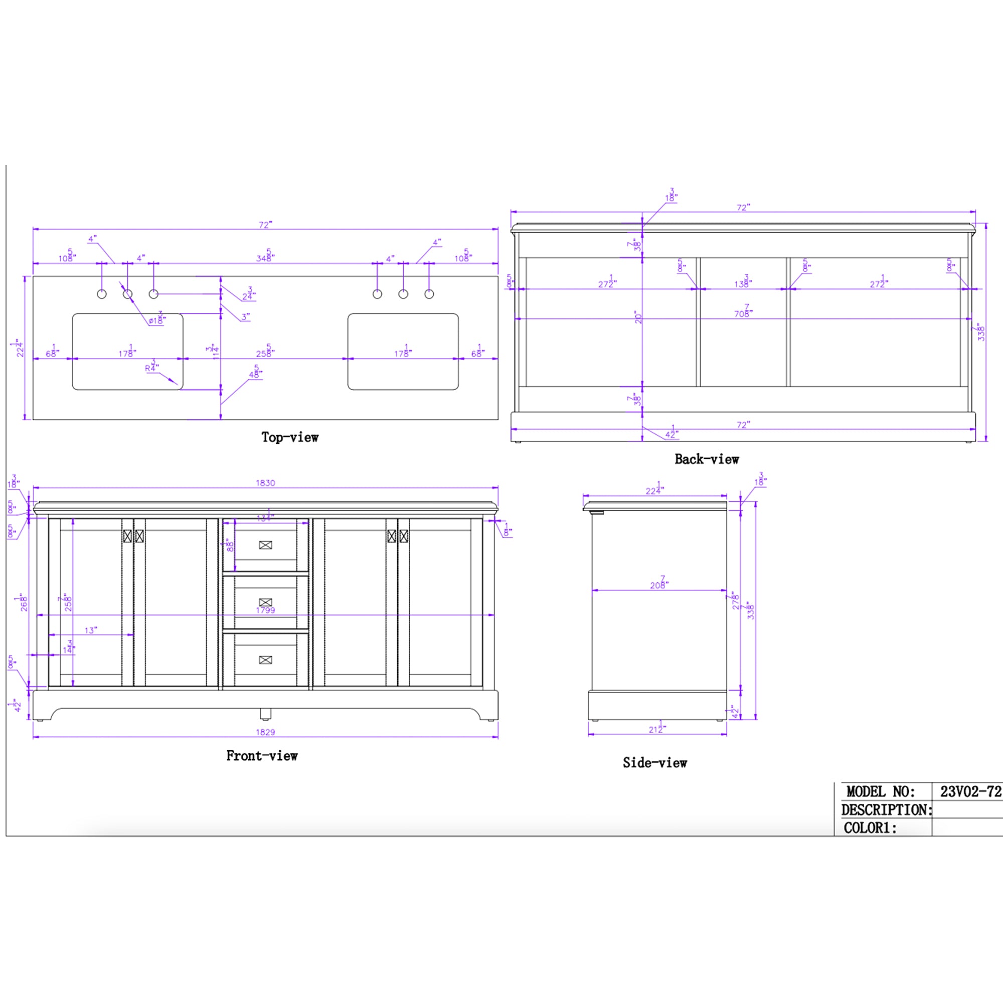 24/30 inch Plywood Freestanding Bathroom Vanity Set with Open Shelf and Ceramic Sink