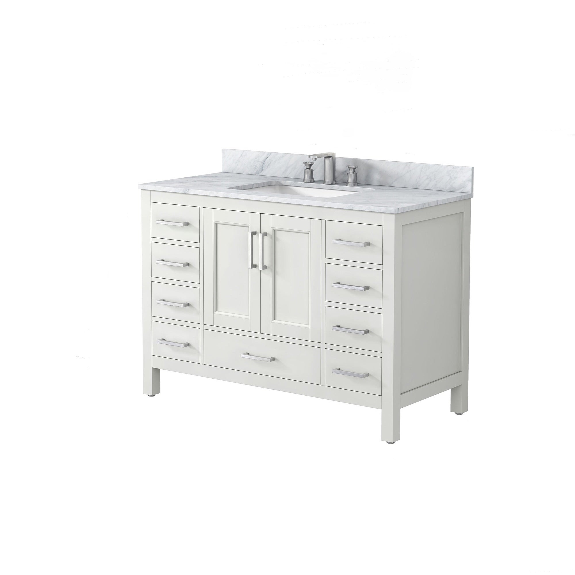 36" Plywood Freestanding Bathroom Vanity Set with Drawer and Doors and Natural Marble Top and Ceramic Sink
