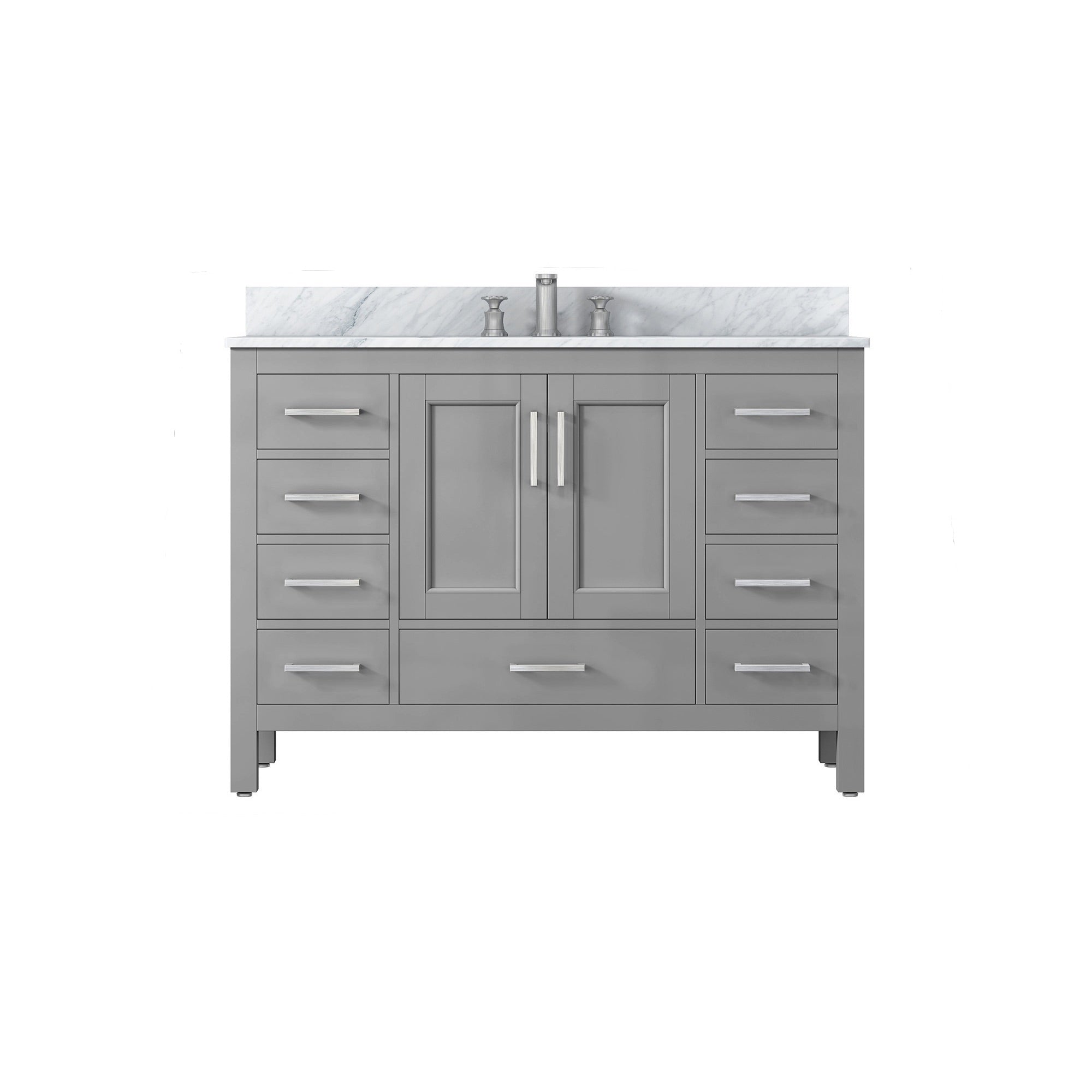 36" Plywood Freestanding Bathroom Vanity Set with Drawer and Doors and Natural Marble Top and Ceramic Sink