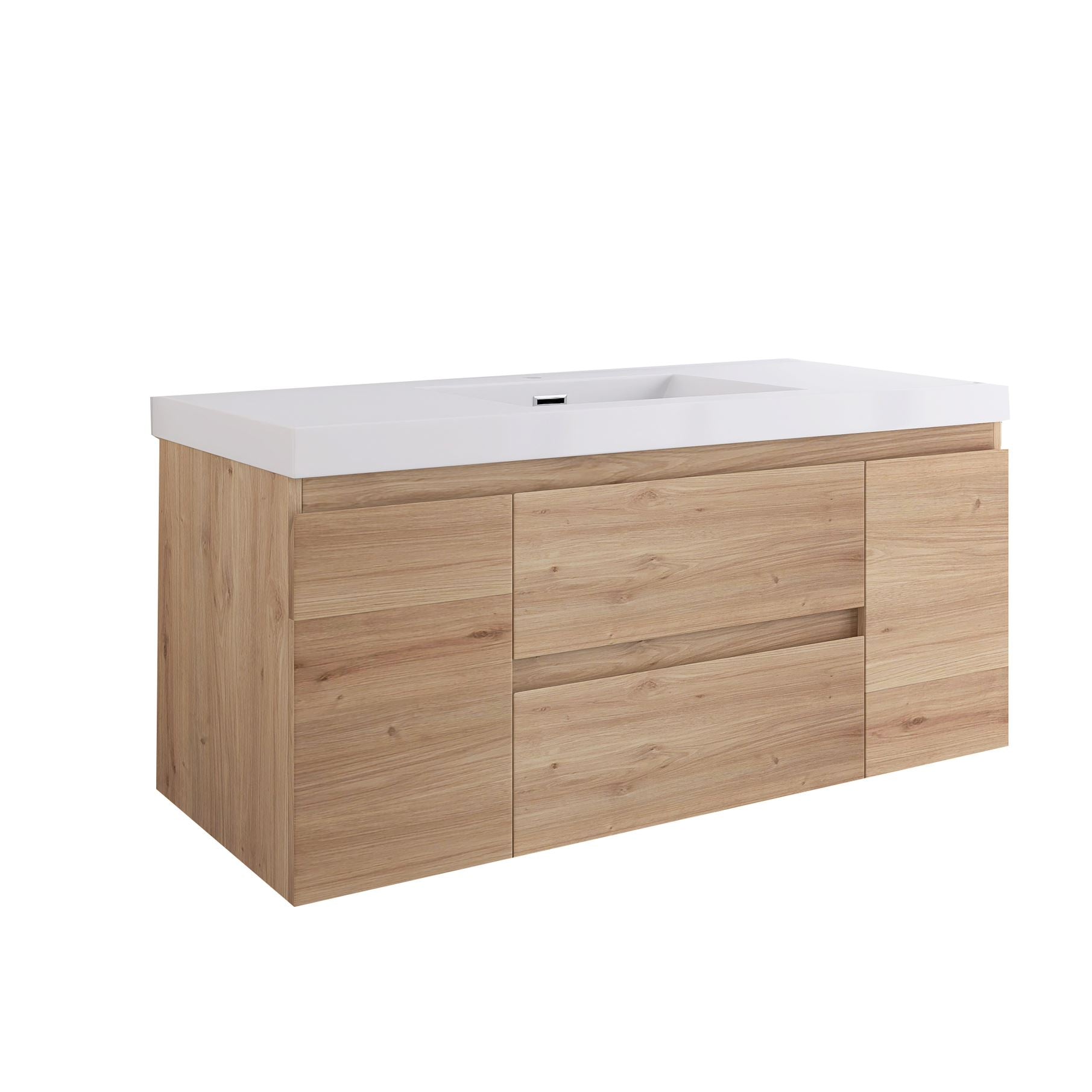 Wall-Mounted 2-drawer Bathroom Vanity Set with Integrated Resin Sink