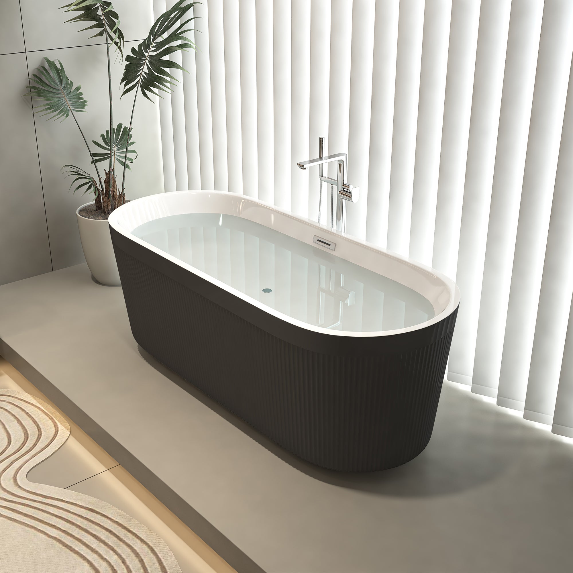 59 in. Acrylic Freestanding Flatbottom Soaking Bathtub