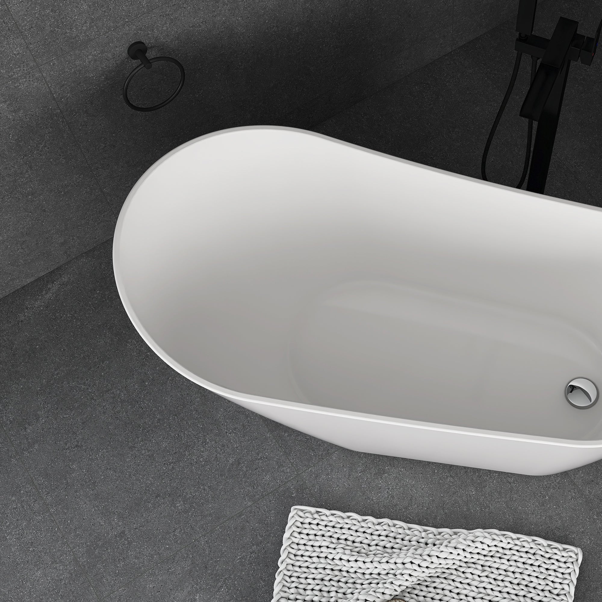 55"/59"/63" Acrylic Single Slipper Freestanding Soaking Bathtub in White