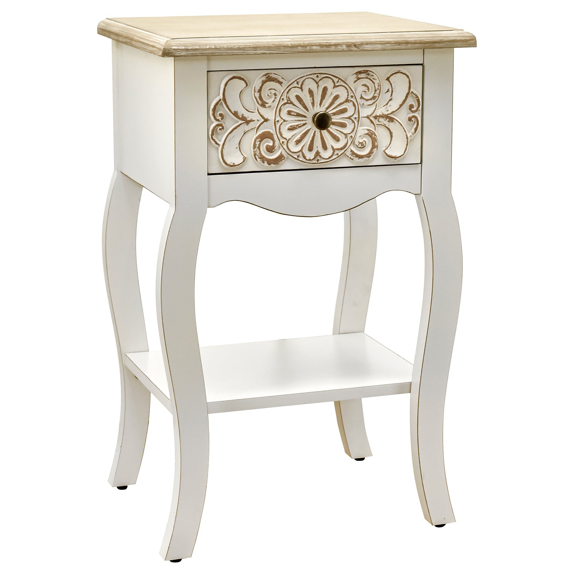 17 Inch 1-door Accent Cabinet in Natural with White Wash