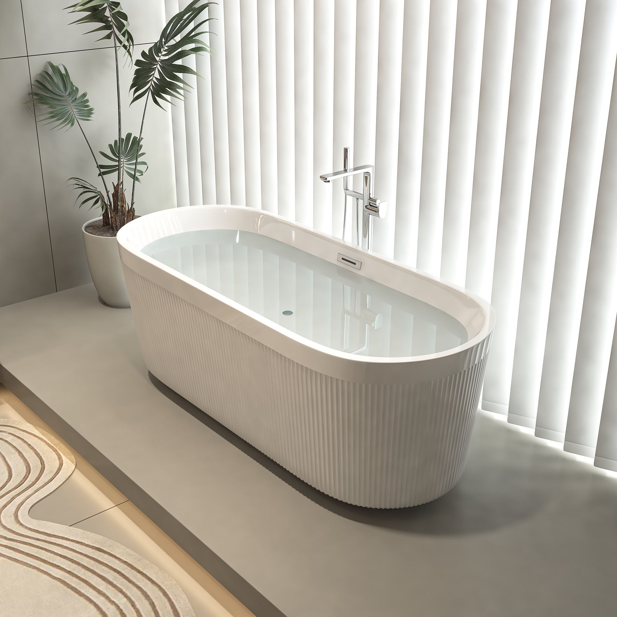 59 in. Acrylic Freestanding Flatbottom Soaking Bathtub