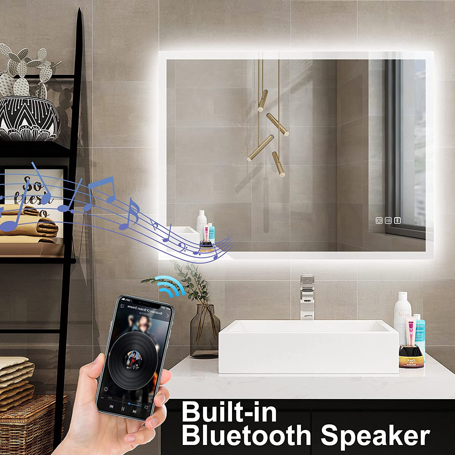 24 in. W x 35 in. H Large Oval Frameless Wall-Mount Anti-Fog LED Light Bathroom Vanity Mirror