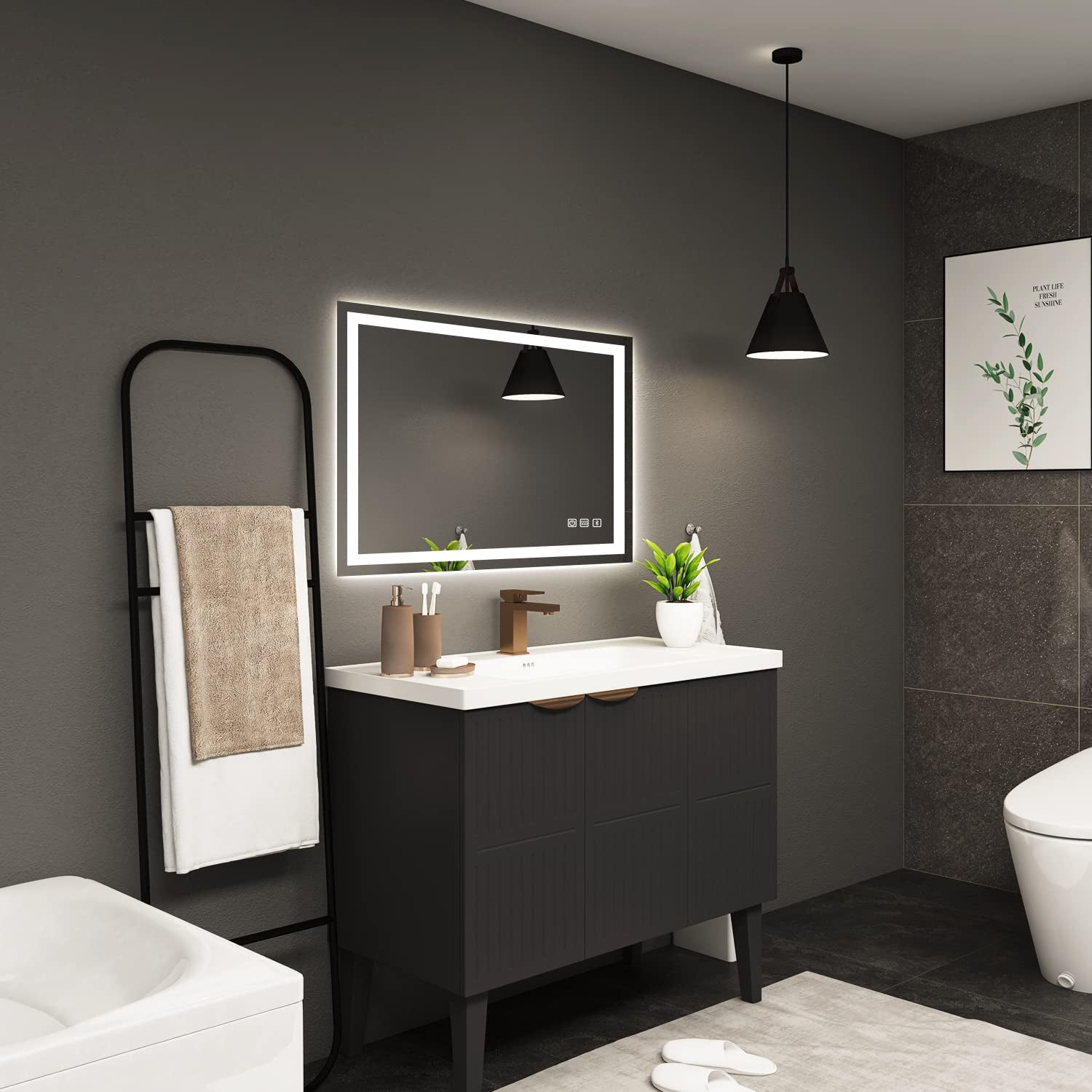 Round Frameless Anti-Fog Multi-functional Wall-Mount LED Bathroom Vanity Mirror