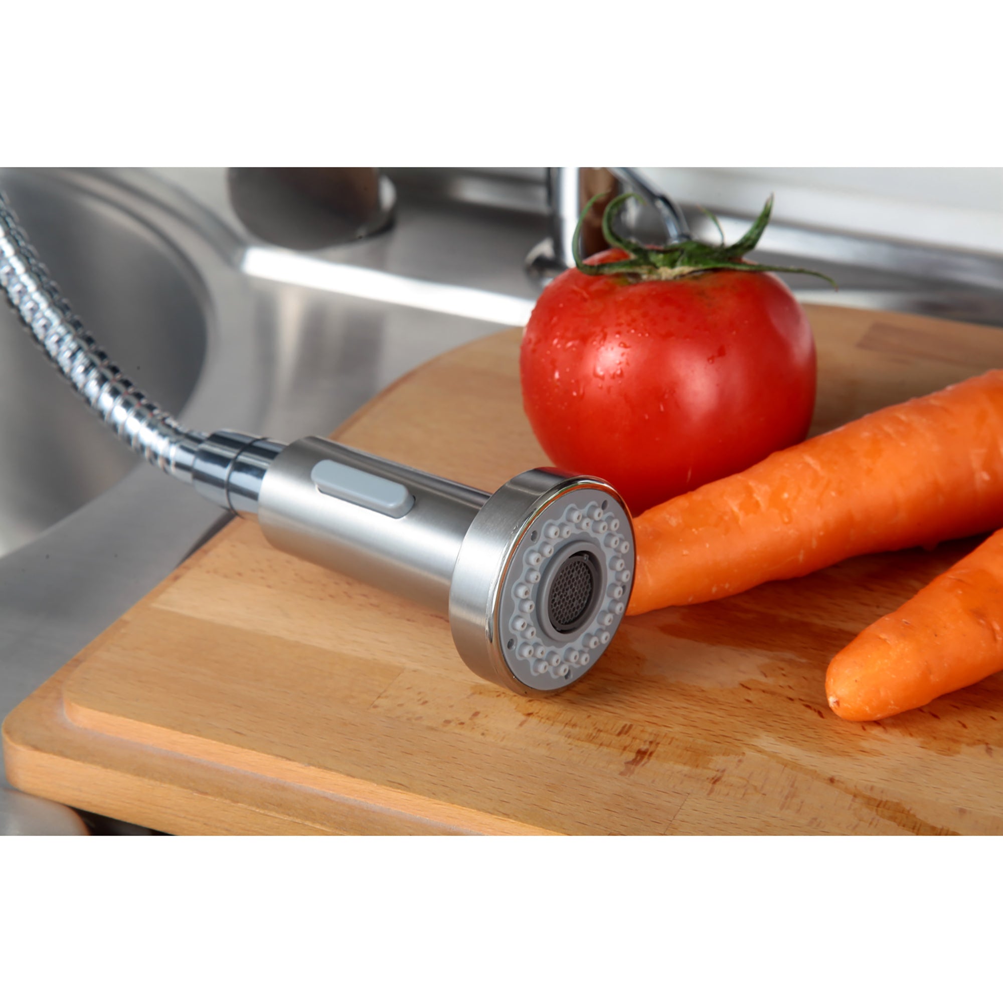 Single Handle Deck Mounted High Arc Pull Out Stainless Steel Kitchen Faucet