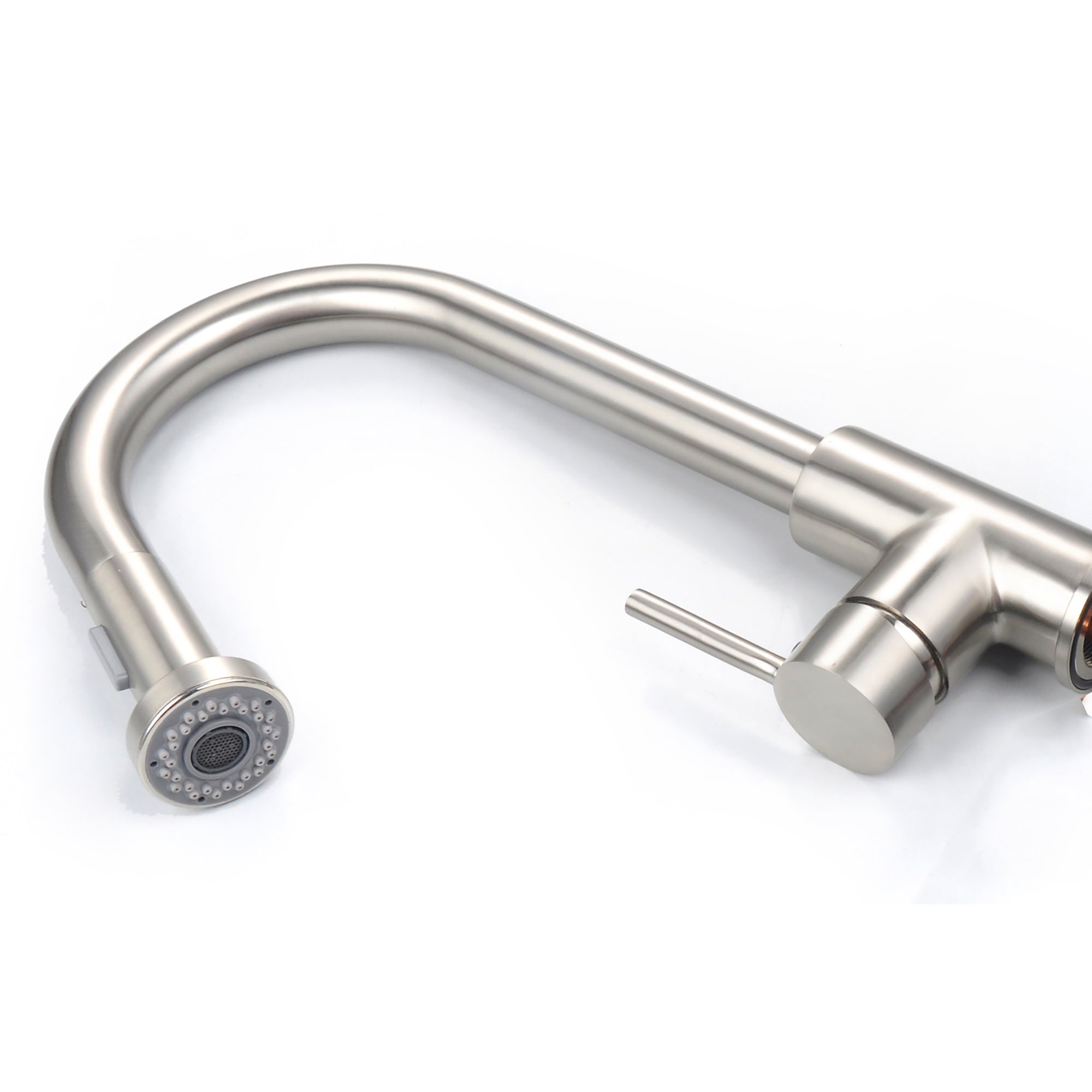 Single Handle Deck Mounted High Arc Pull Out Stainless Steel Kitchen Faucet