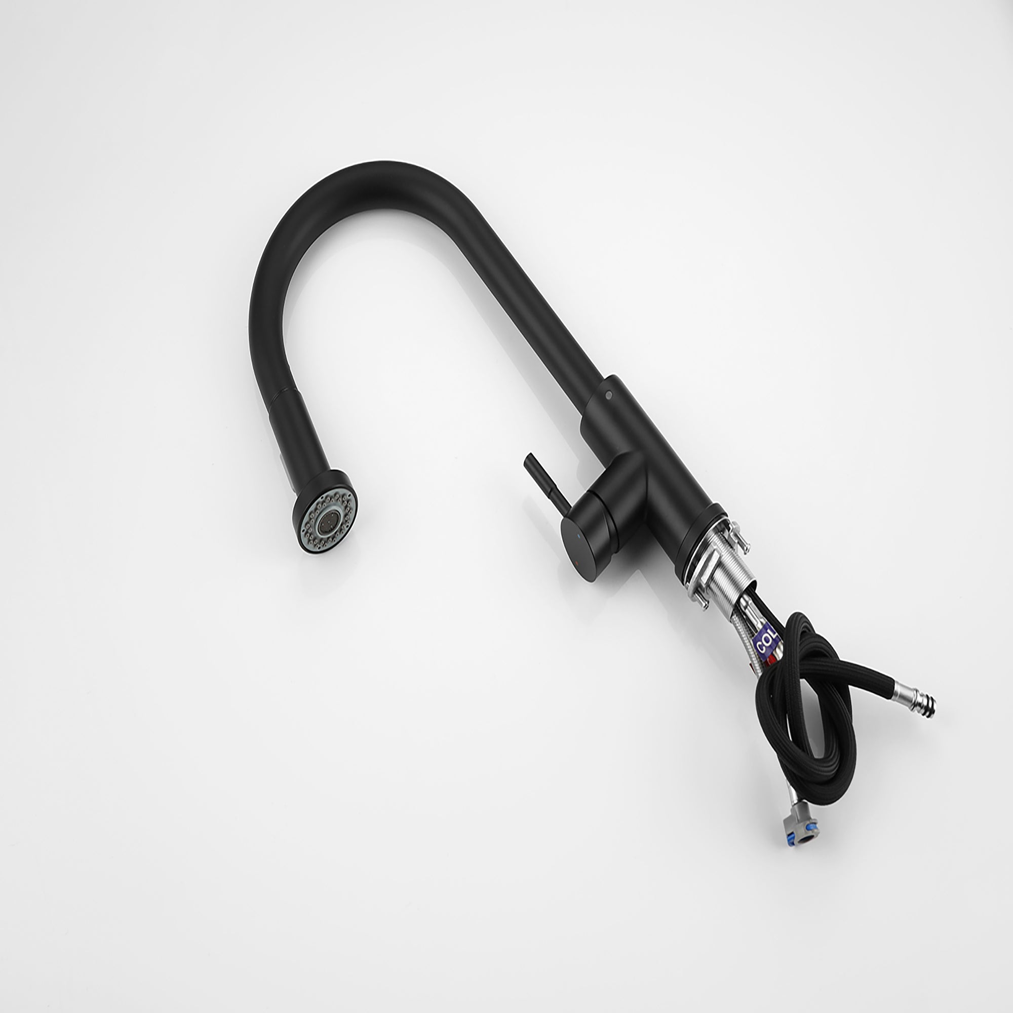 Single Handle Deck Mounted High Arc Pull Out Stainless Steel Kitchen Faucet