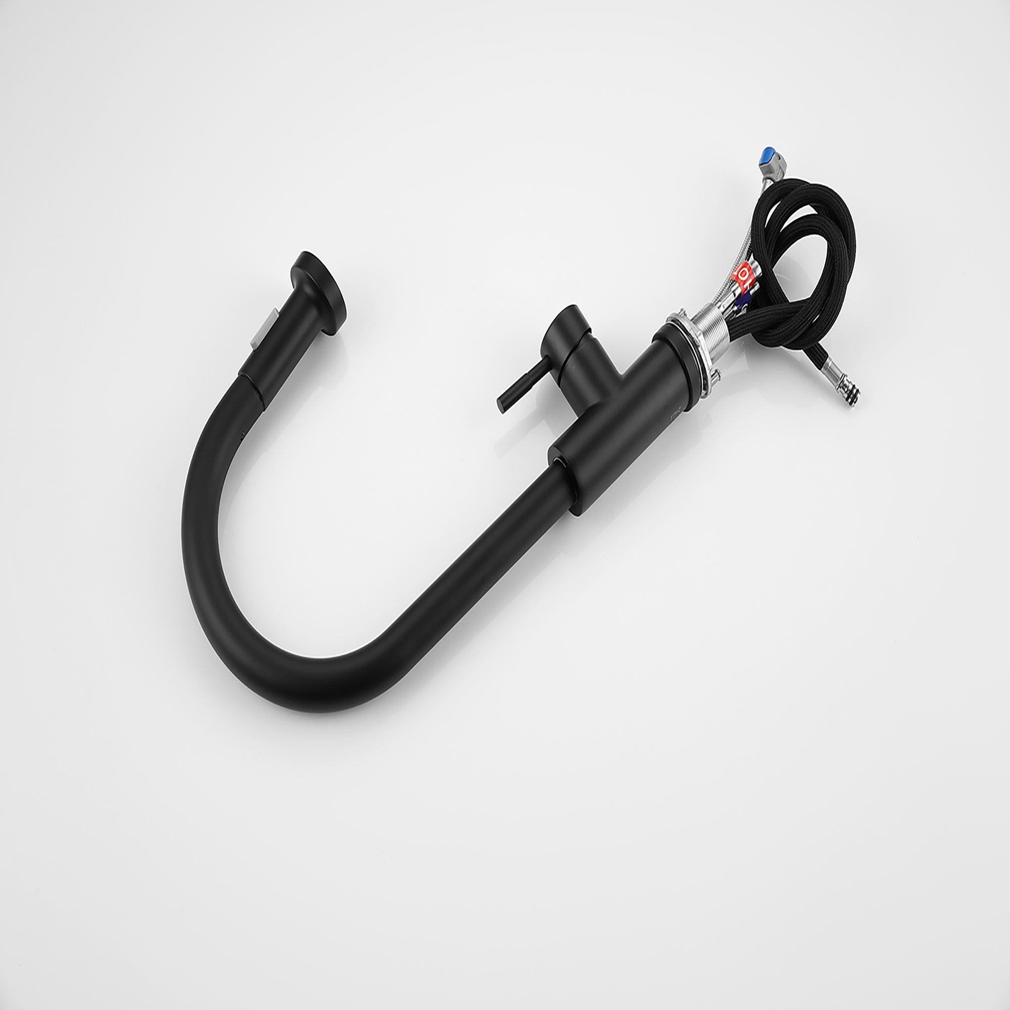 Single Handle Deck Mounted High Arc Pull Out Stainless Steel Kitchen Faucet