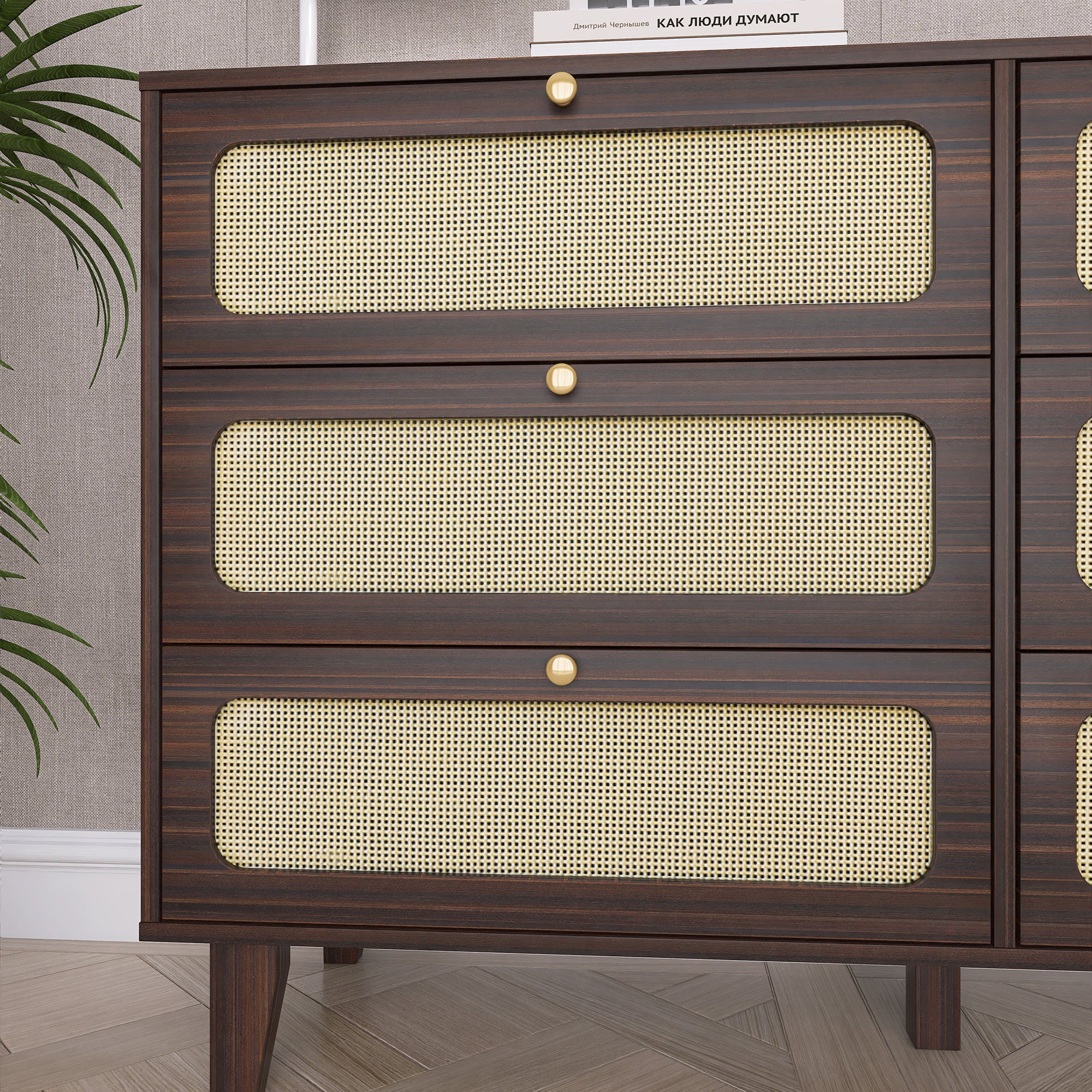 52 Inches 6-Drawer MDF Double Dresser
