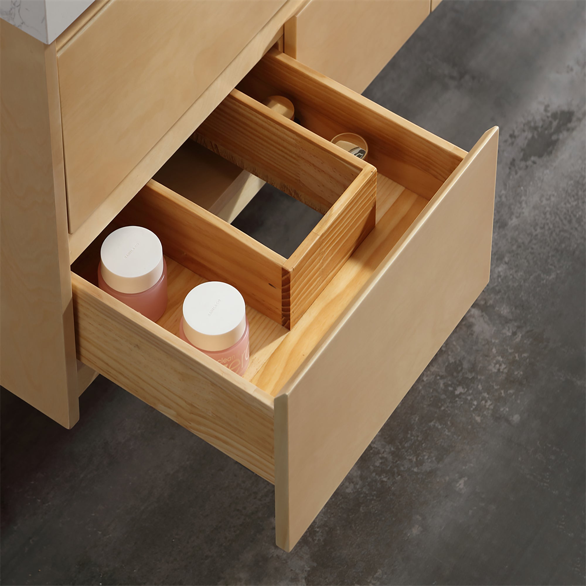 36 Inch Solid Wood Wall-Mounted Bathroom Vanity Set in Maple with Engineered Stone and Ceramic Sink