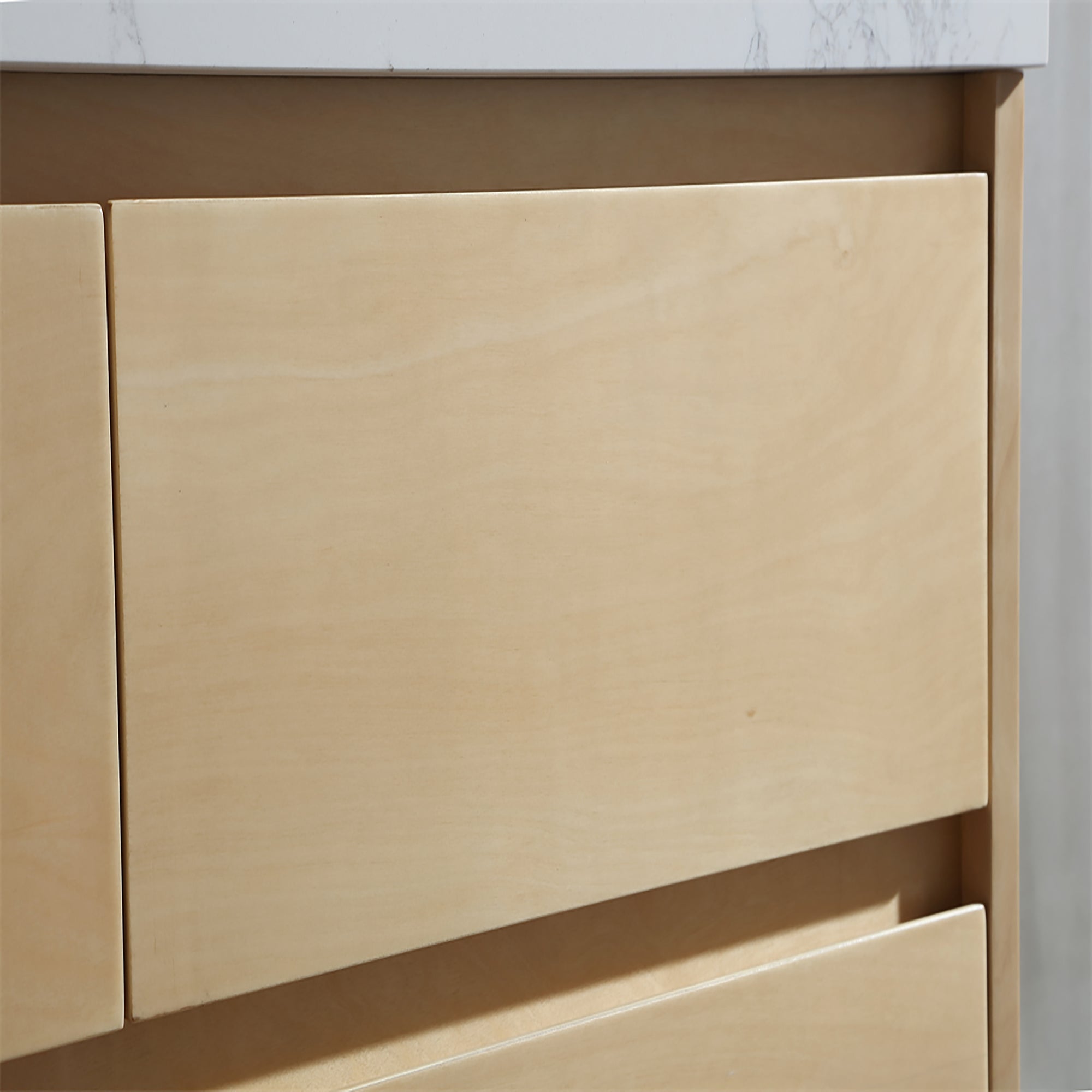 36 Inch Solid Wood Wall-Mounted Bathroom Vanity Set in Maple with Engineered Stone and Ceramic Sink