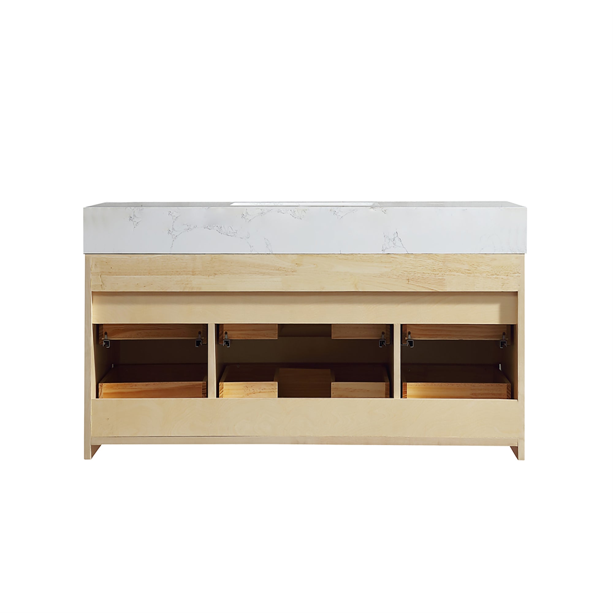 36 Inch Solid Wood Wall-Mounted Bathroom Vanity Set in Maple with Engineered Stone and Ceramic Sink