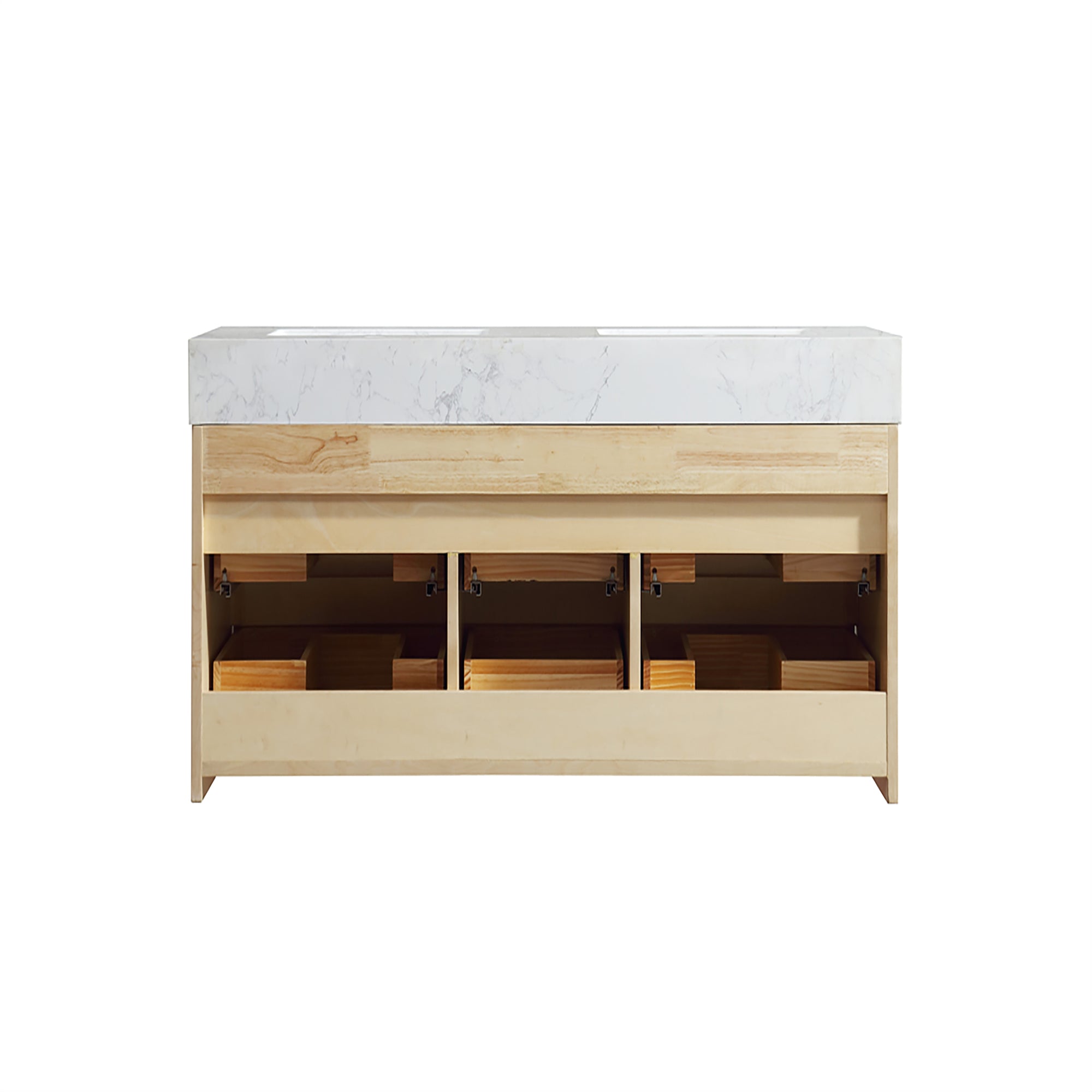 36 Inch Solid Wood Wall-Mounted Bathroom Vanity Set in Maple with Engineered Stone and Ceramic Sink