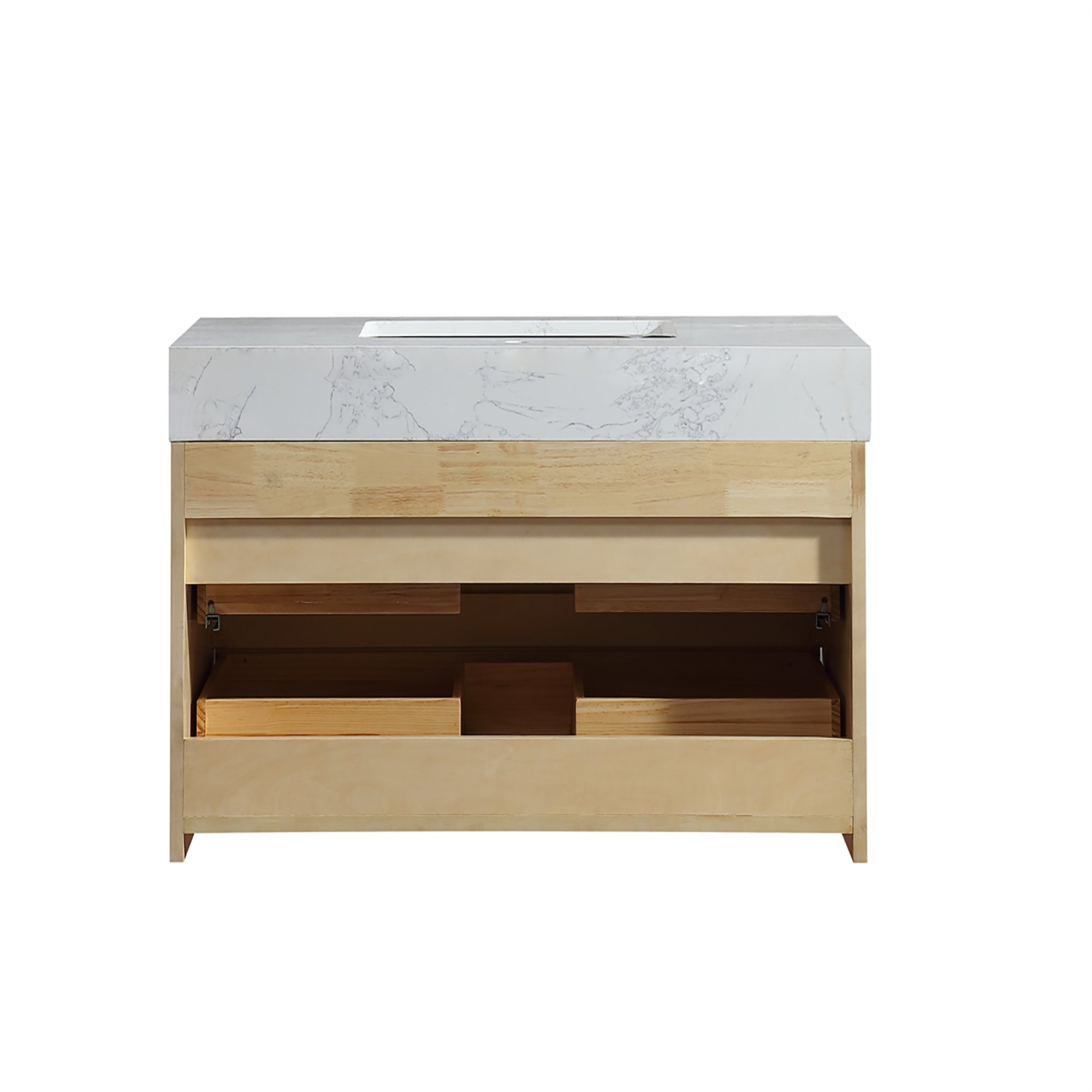 36 Inch Solid Wood Wall-Mounted Bathroom Vanity Set in Maple with Engineered Stone and Ceramic Sink