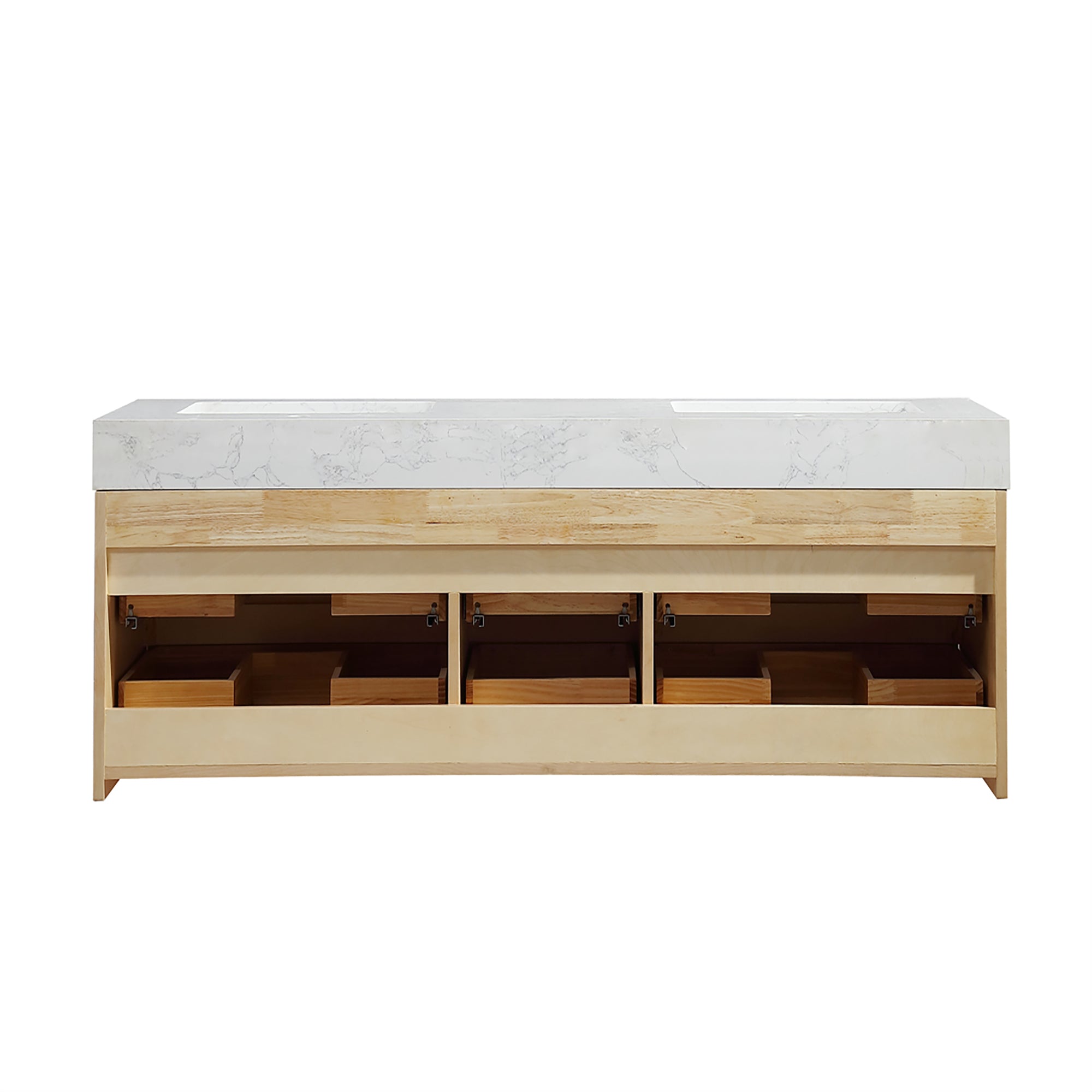 36 Inch Solid Wood Wall-Mounted Bathroom Vanity Set in Maple with Engineered Stone and Ceramic Sink