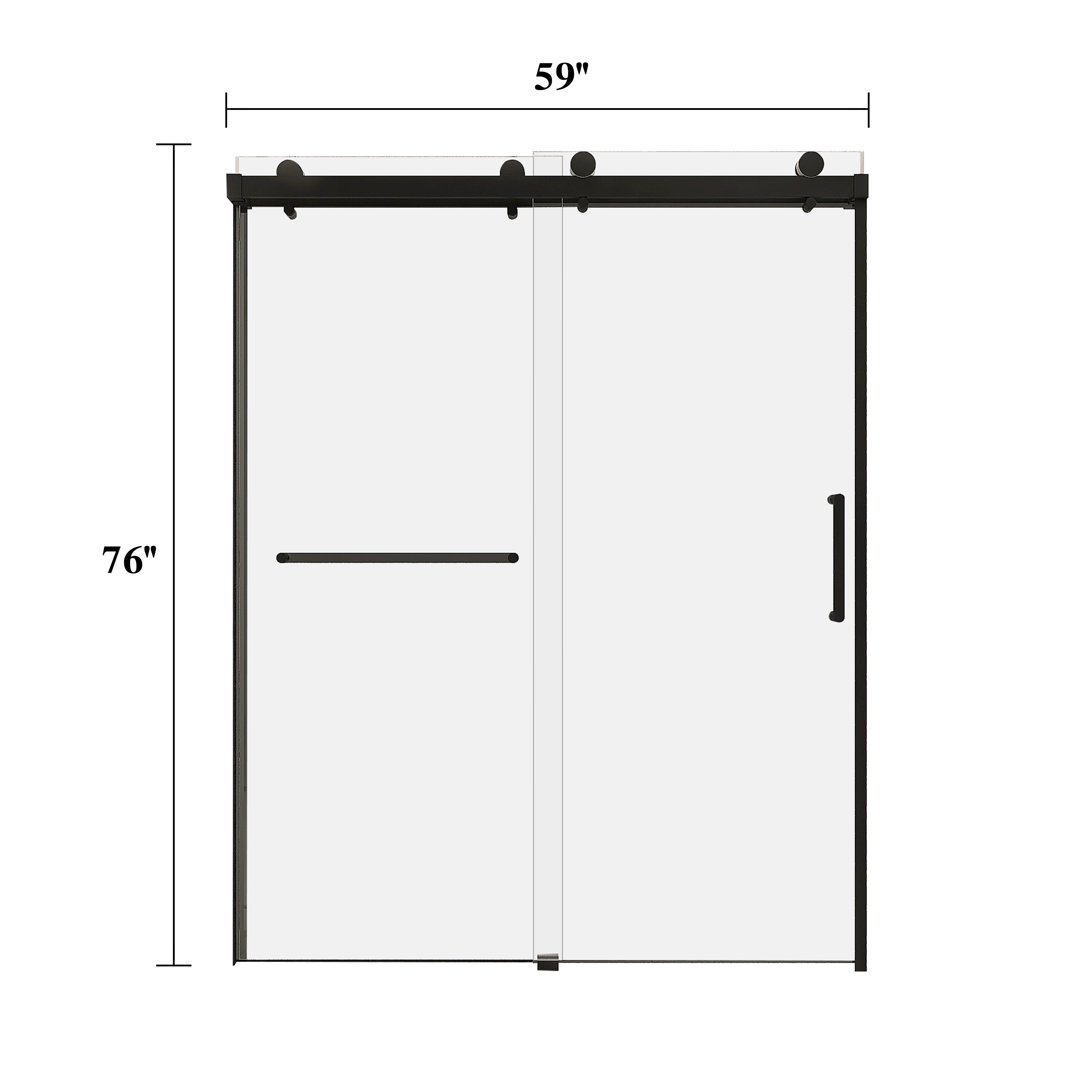 Sliding Frameless Shower Door with Tempered Glass